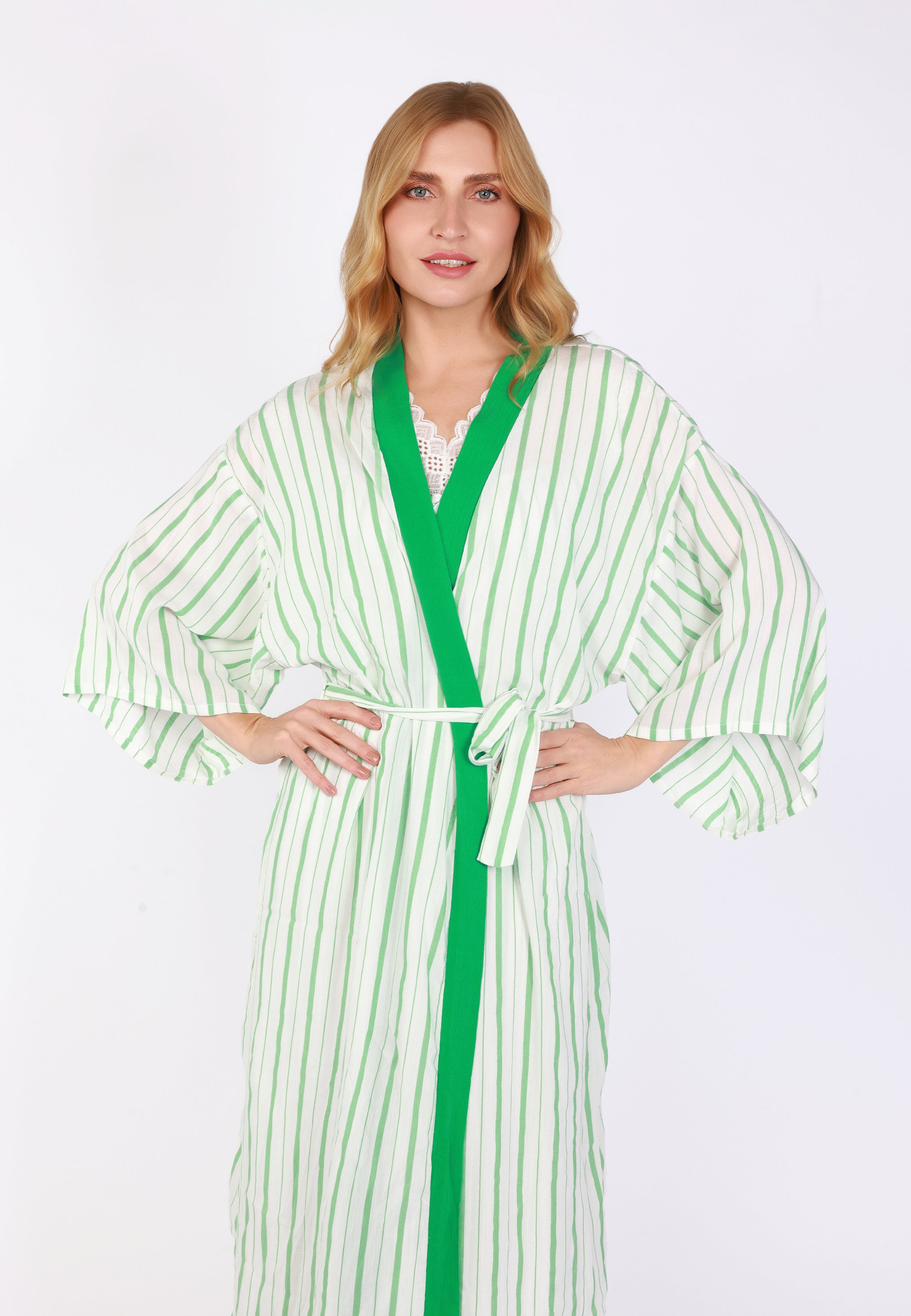 Peignoir long à rayures | Collection Ethnic