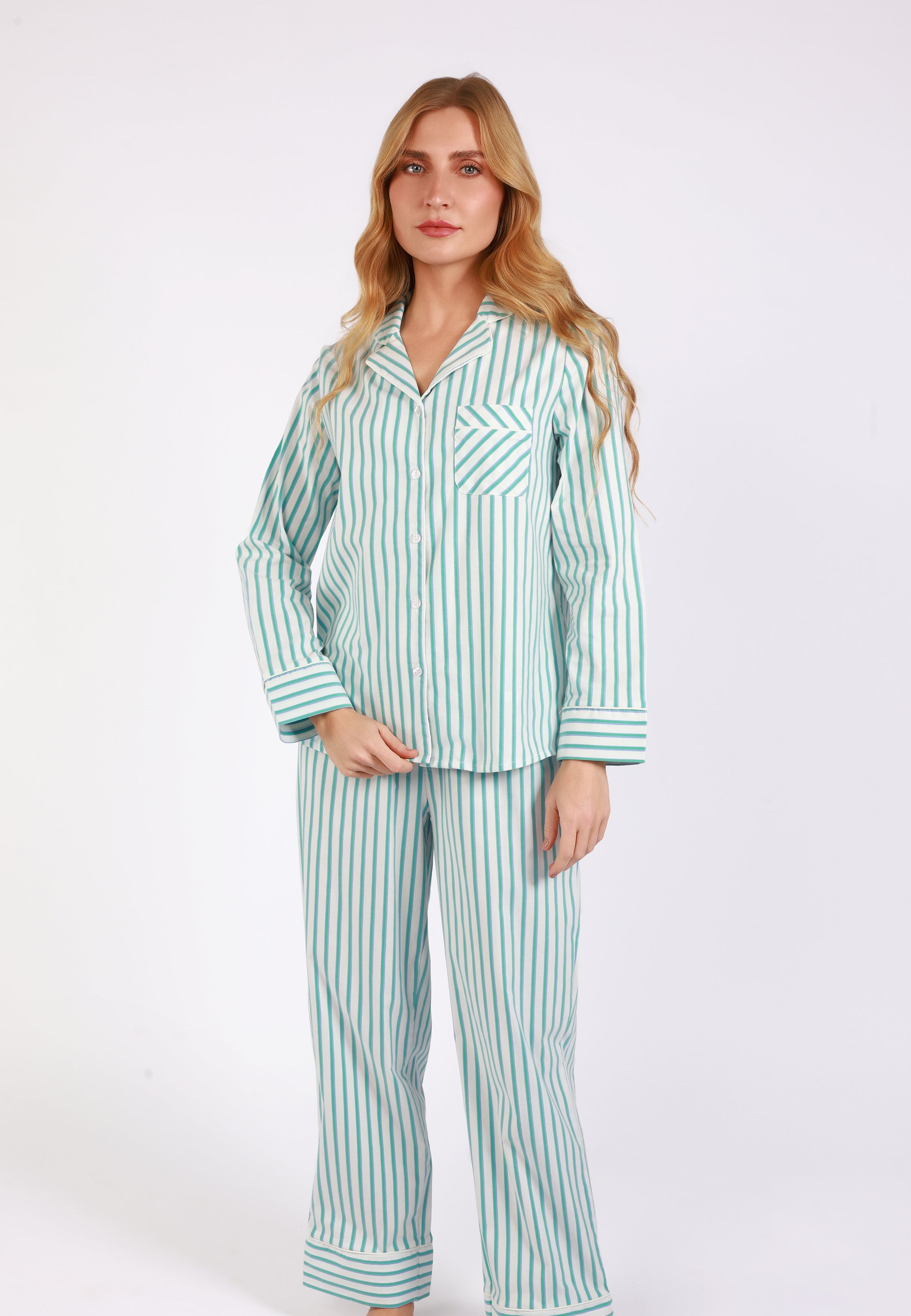 Pyjama Classique Rayé – Vert & Blanc