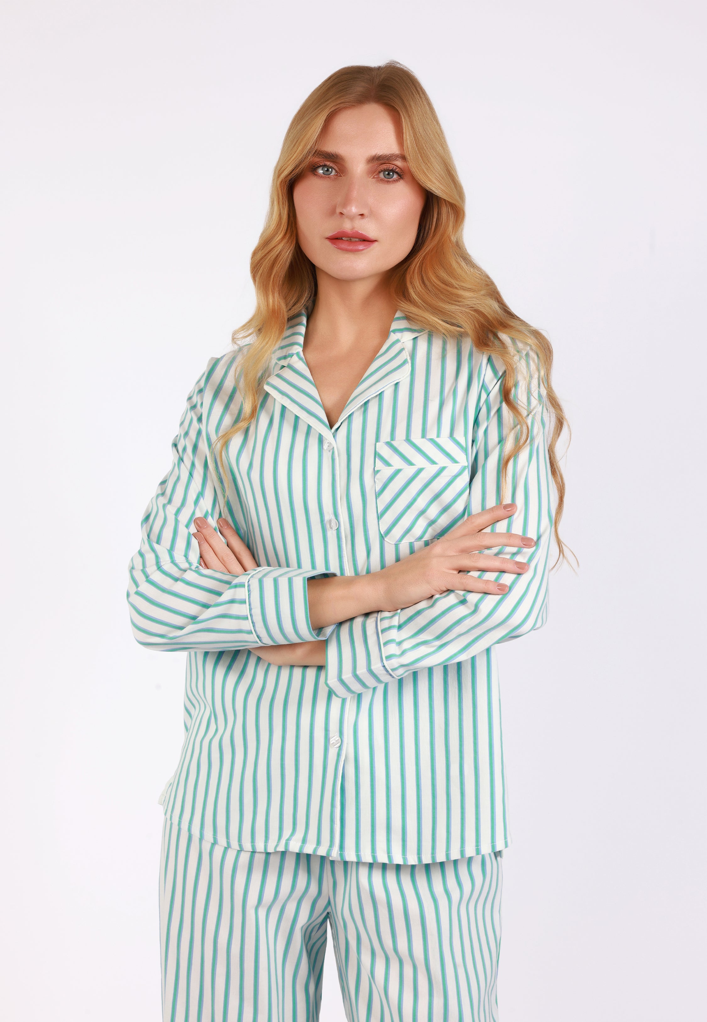 Pyjama Classique Rayé – Vert & Blanc