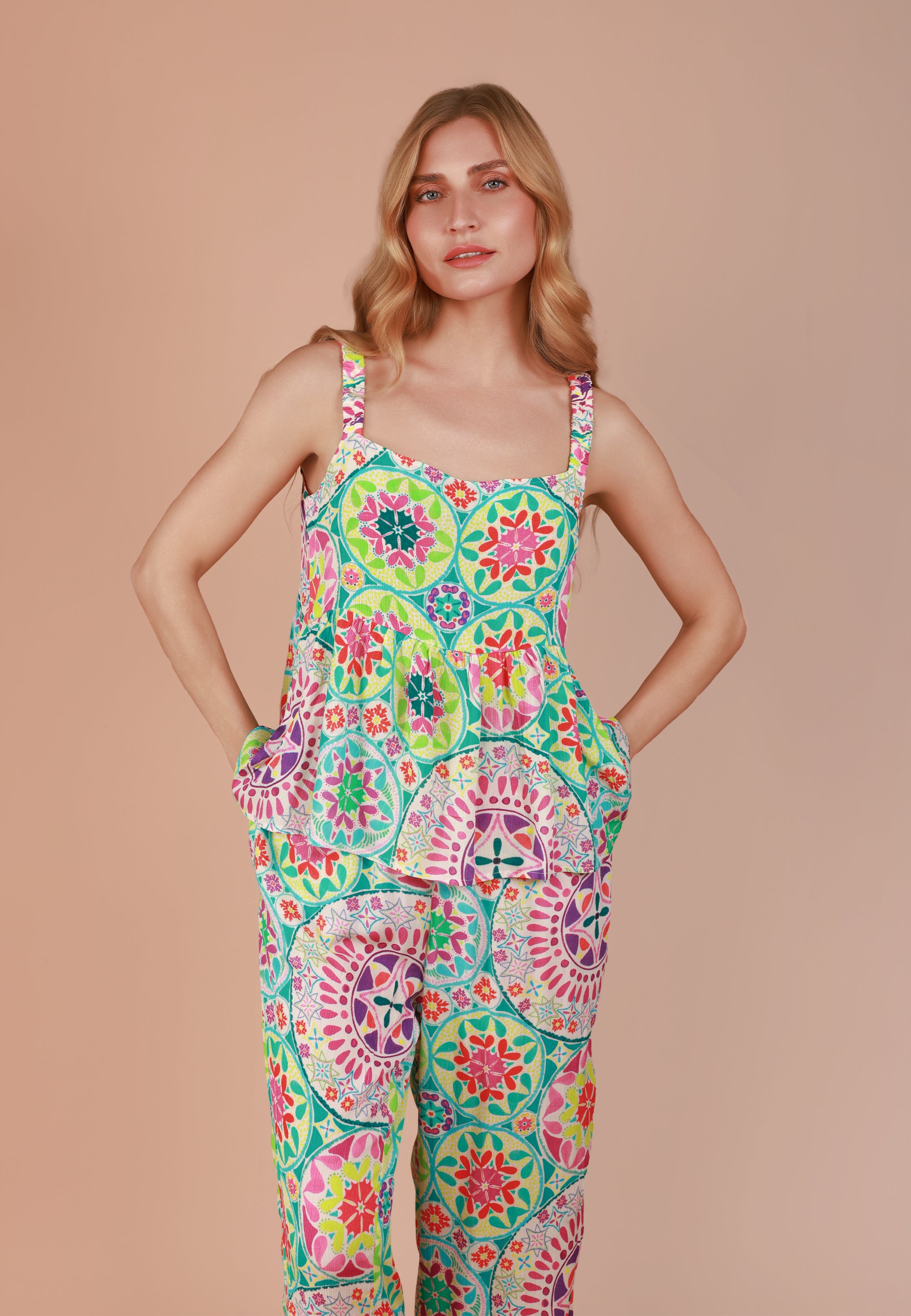 Pyjama imprimé mandala sans manches | Collection INDIAN ETHNIC