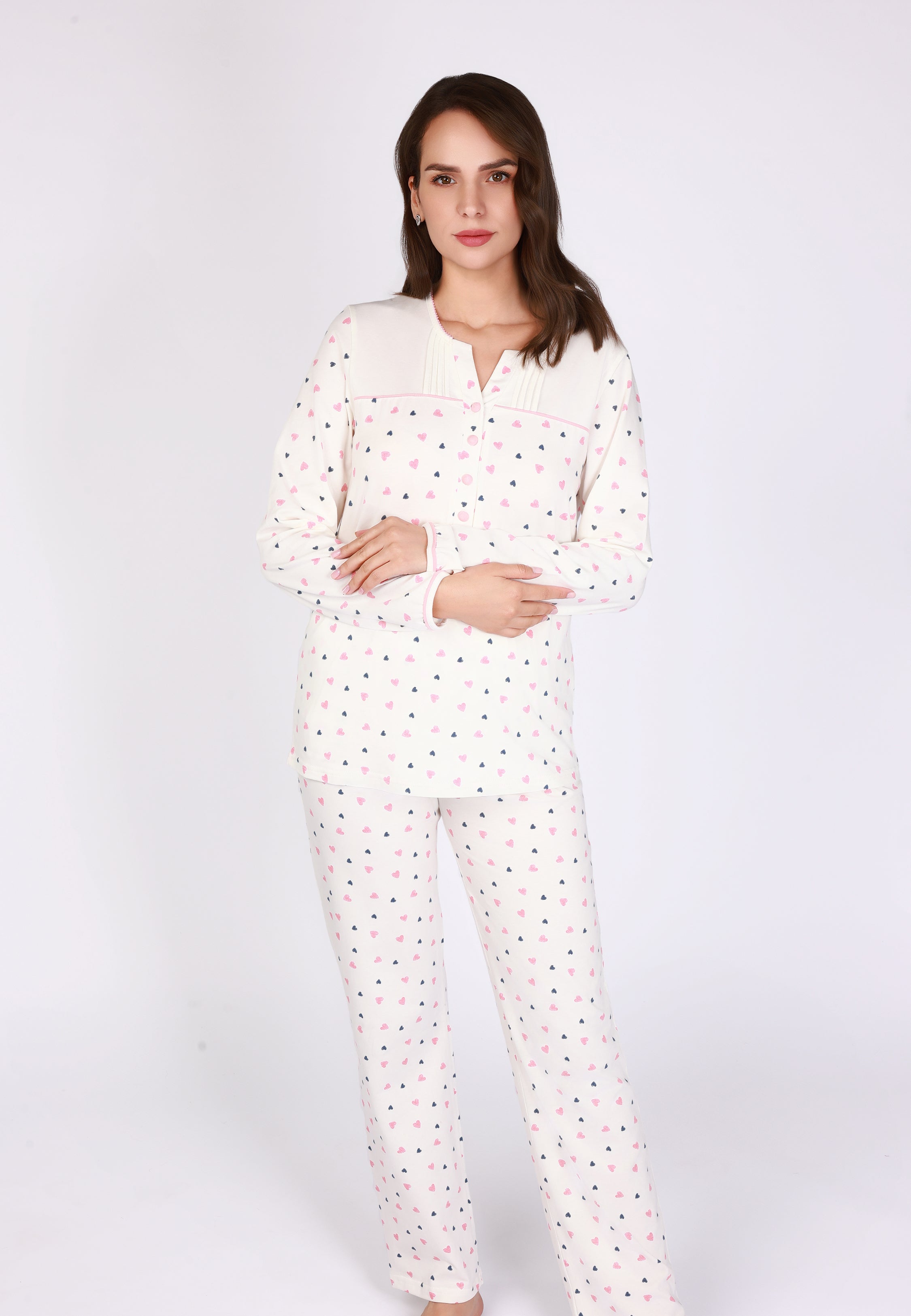 Ensemble pyjama blanc imprimé cœurs | Collection COEUR