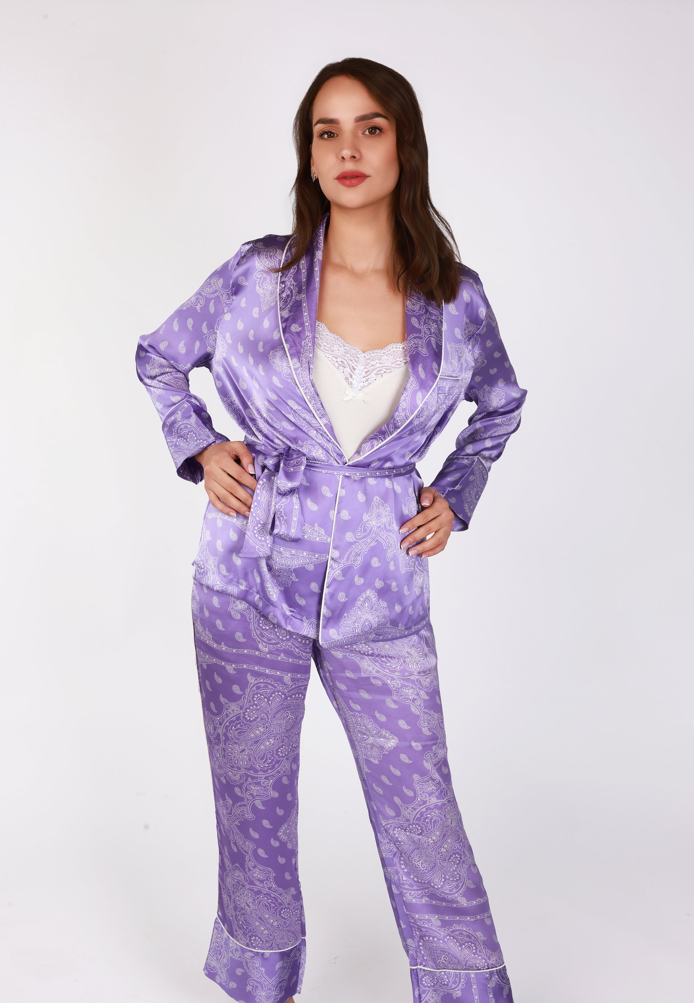 Pyjama Kimono Ceinturé | Collection Bandana Purple