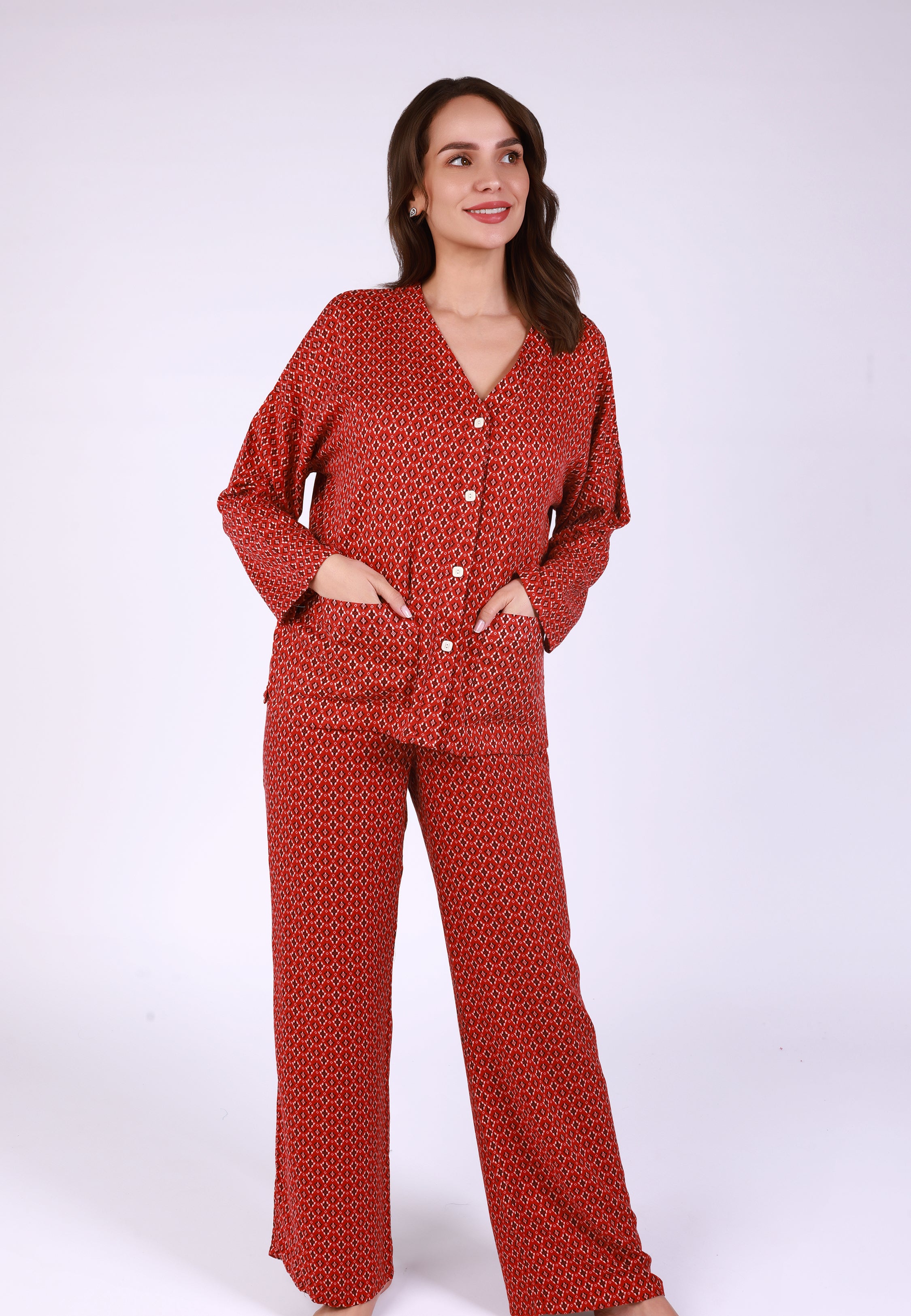 Ensemble Pyjama Chic à Col V | Collection Ethnic