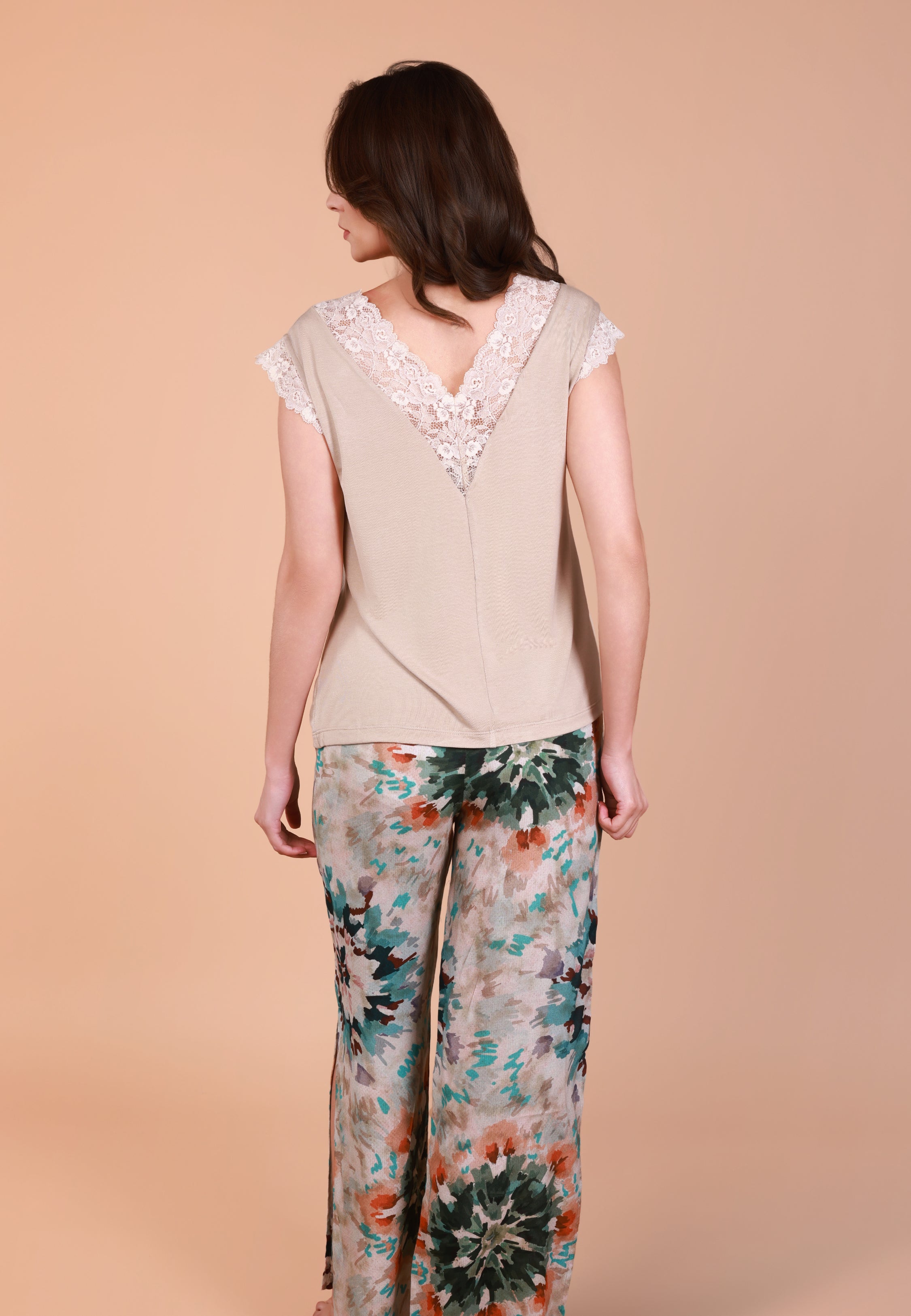 Ensemble pyjama dentelle imprimé | Collection INDIAN ETHNIC NUDE