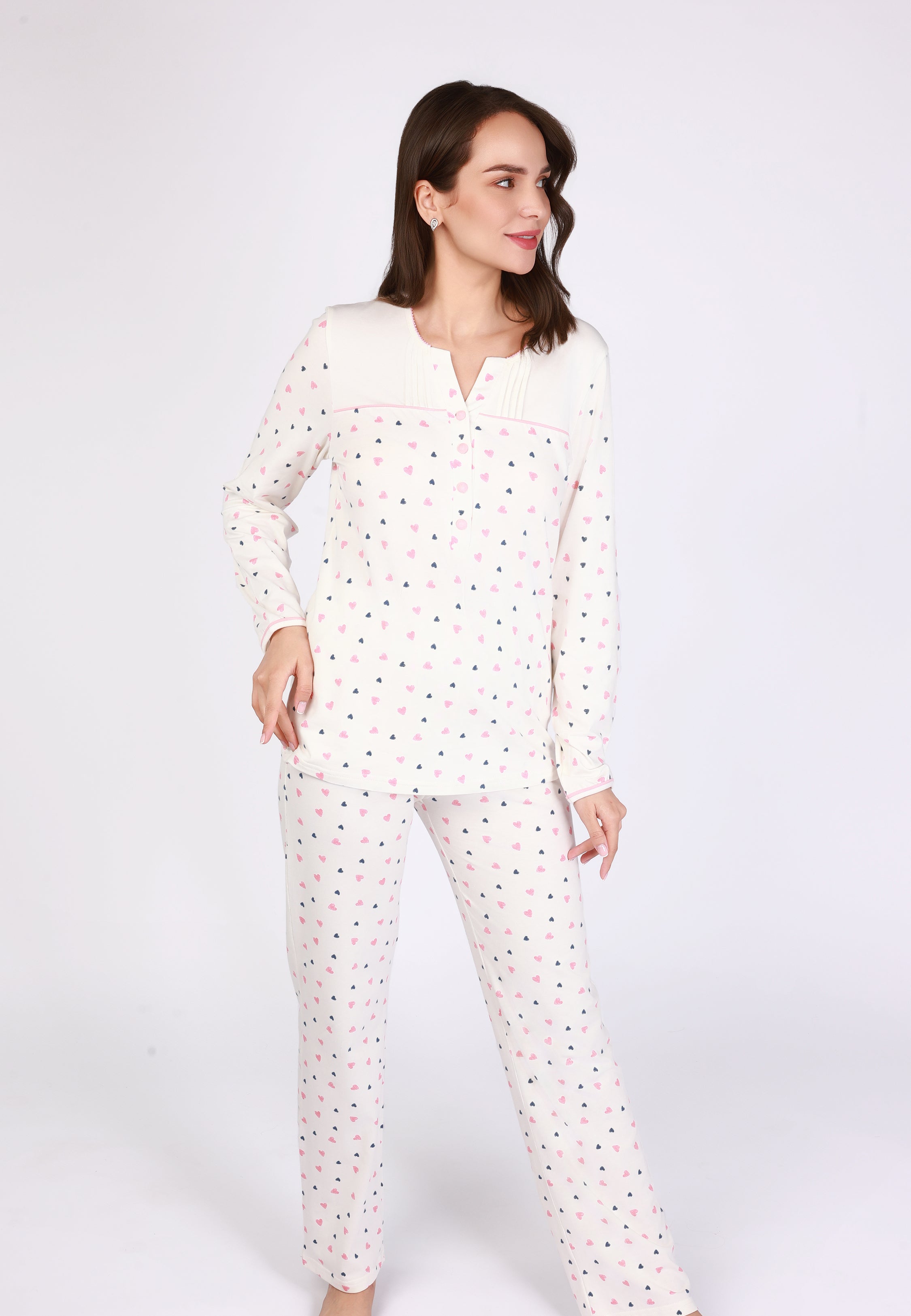 Ensemble pyjama blanc imprimé cœurs | Collection COEUR