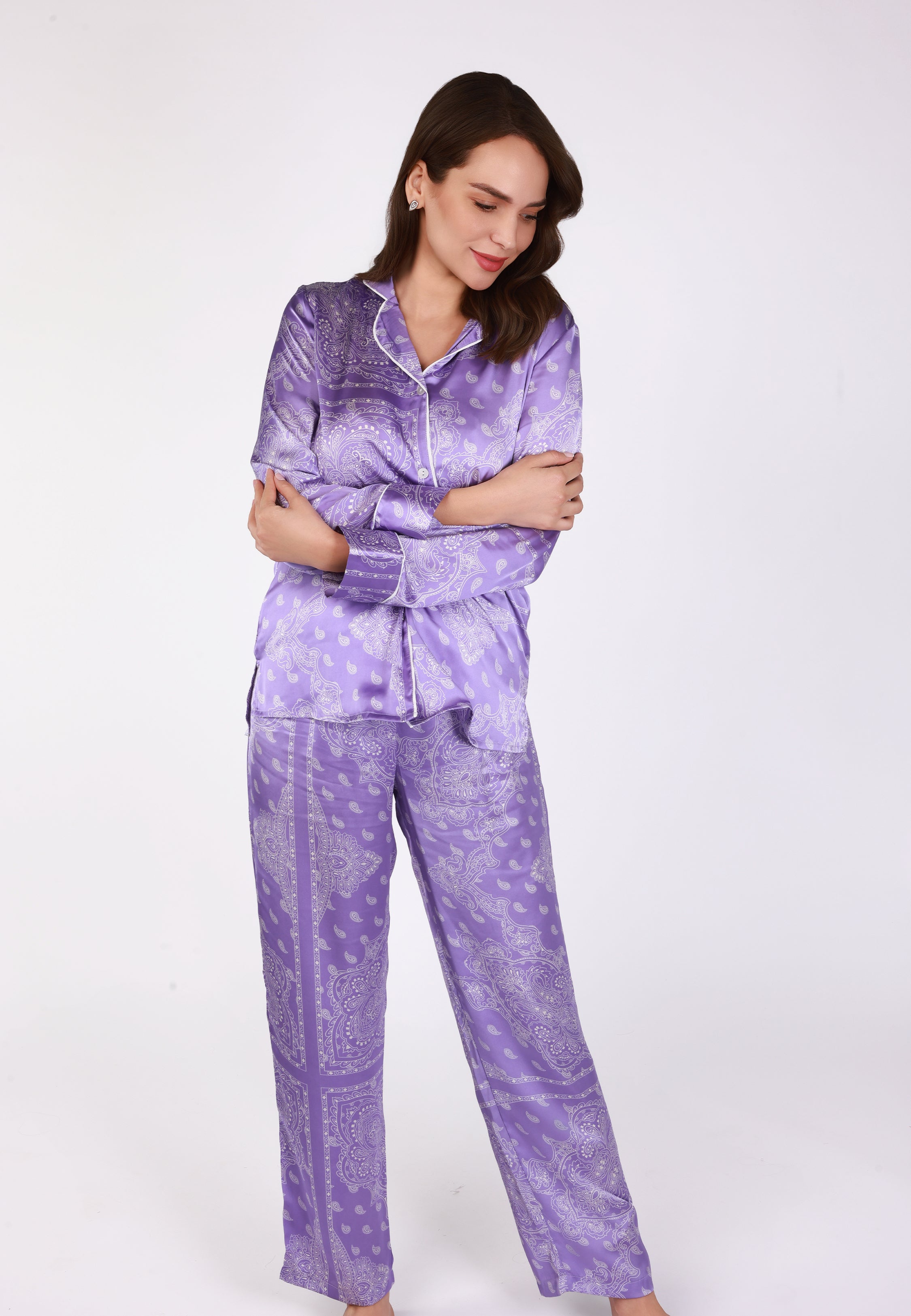 Pyjama Boutonné Manches Longues | Collection Bandana Purple