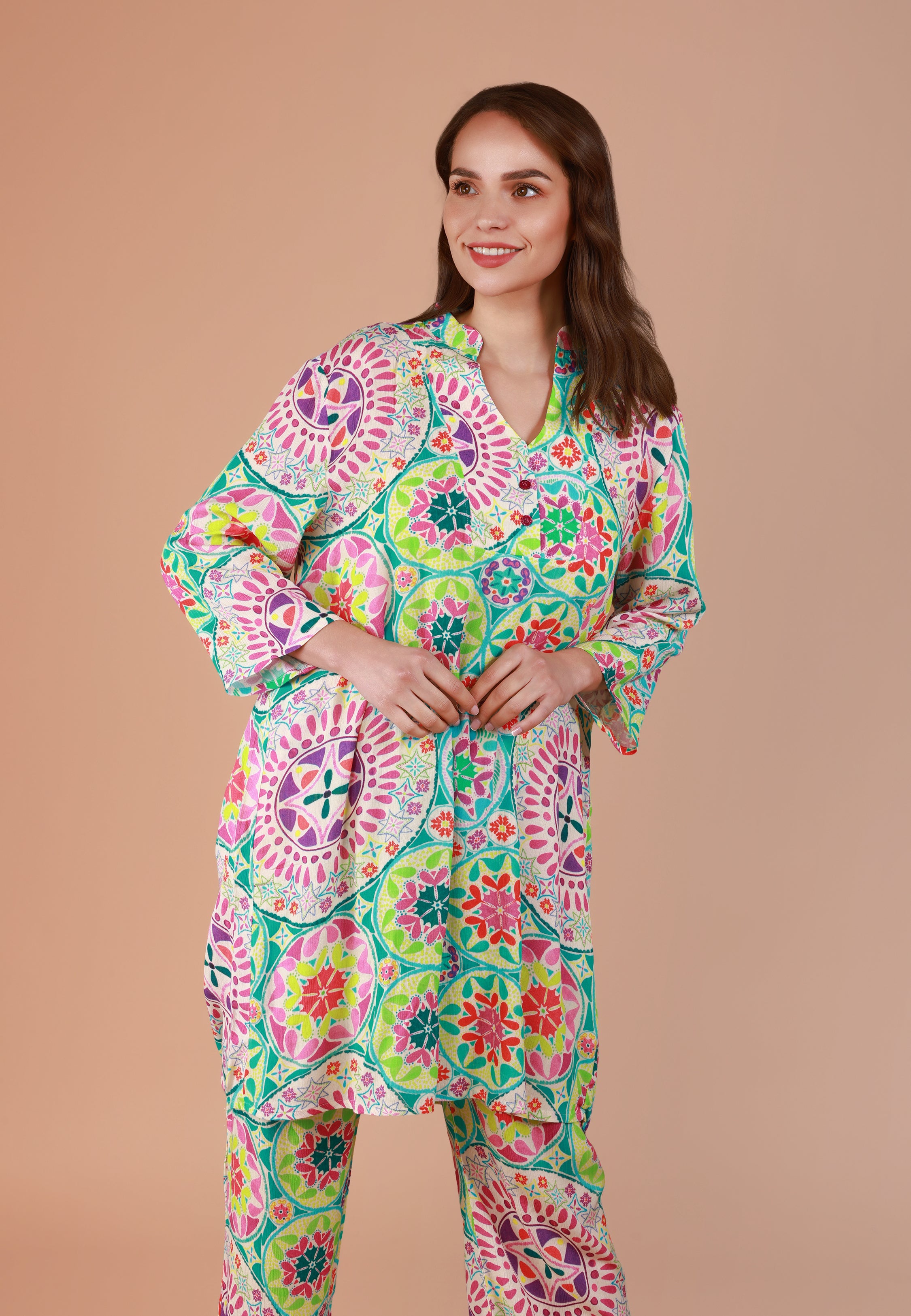 Ensemble pyjama long imprimé mandala | Collection INDIAN ETHNIC