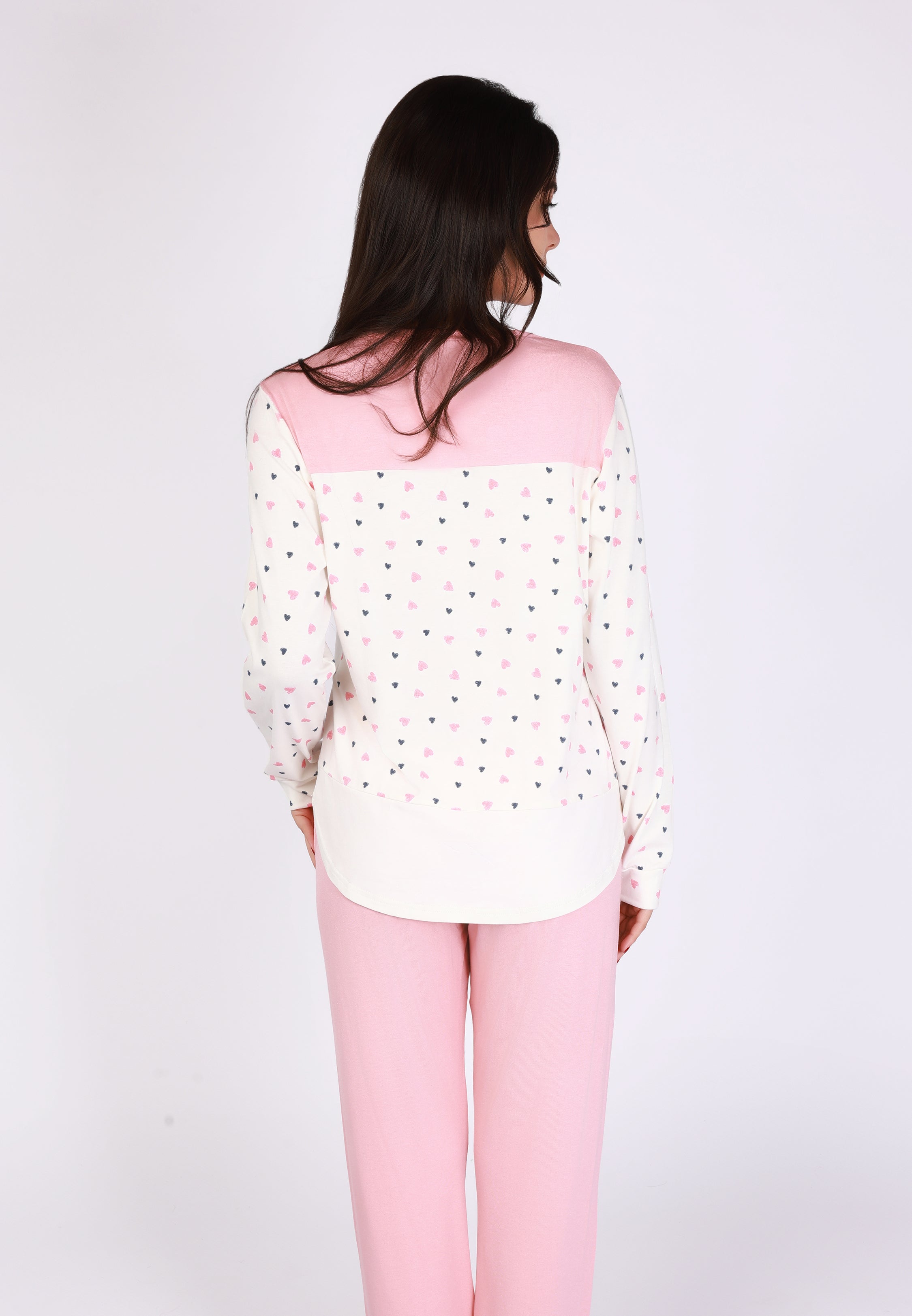 Ensemble pyjama à pantalon rose uni | Collection COEUR