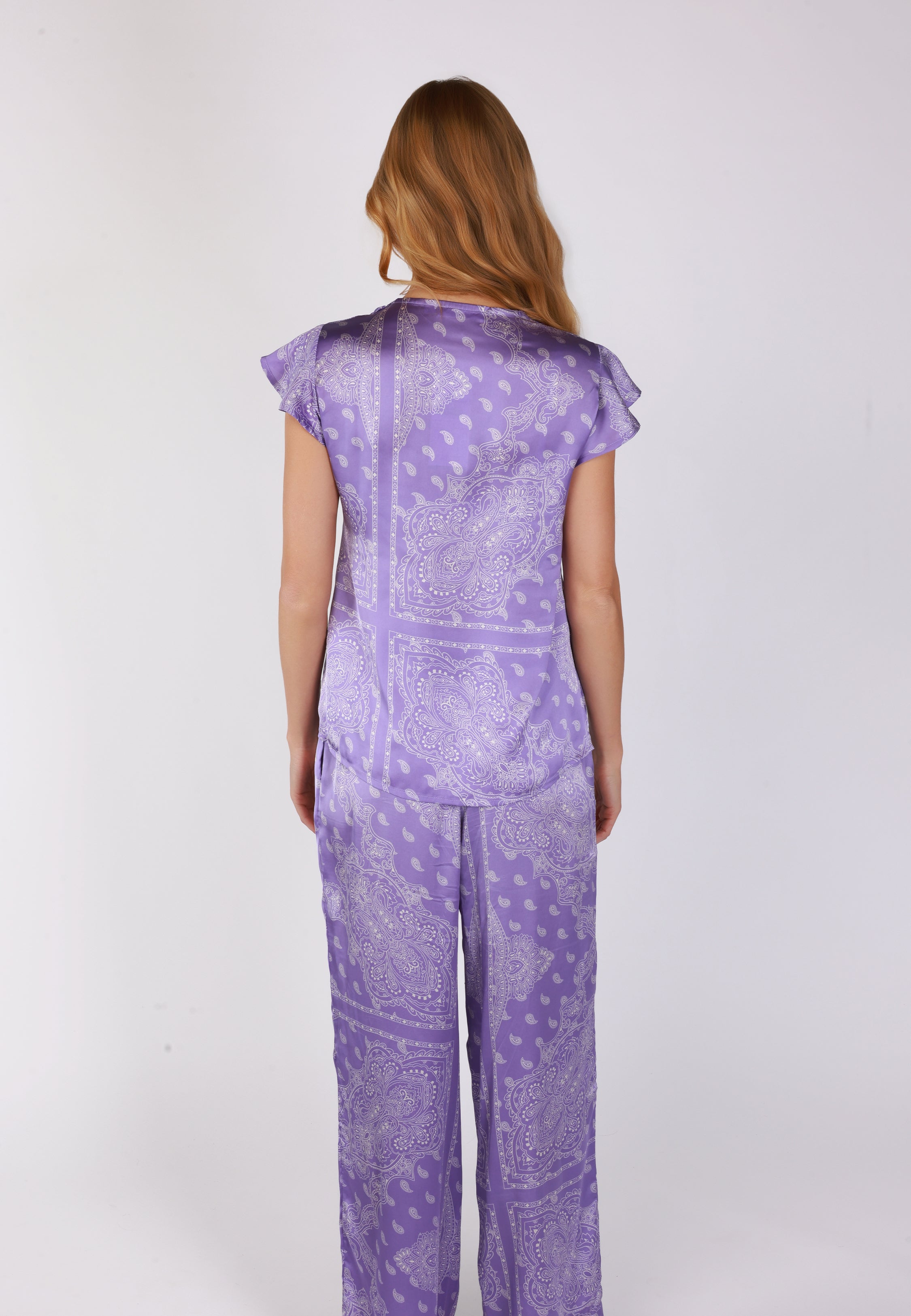 Pyjama Sans Manches à Volants | Collection Bandana Purple