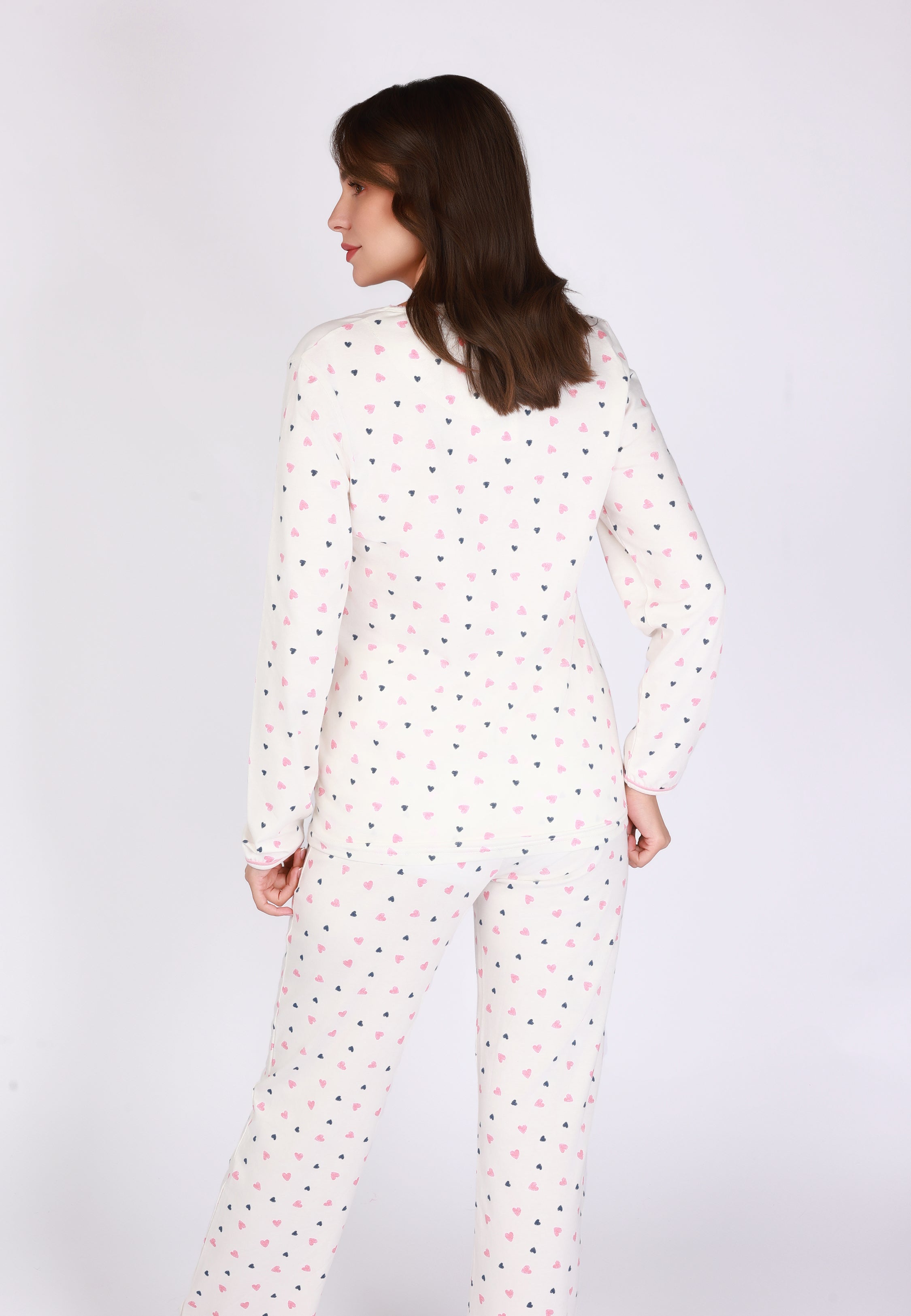 Ensemble pyjama blanc imprimé cœurs | Collection COEUR