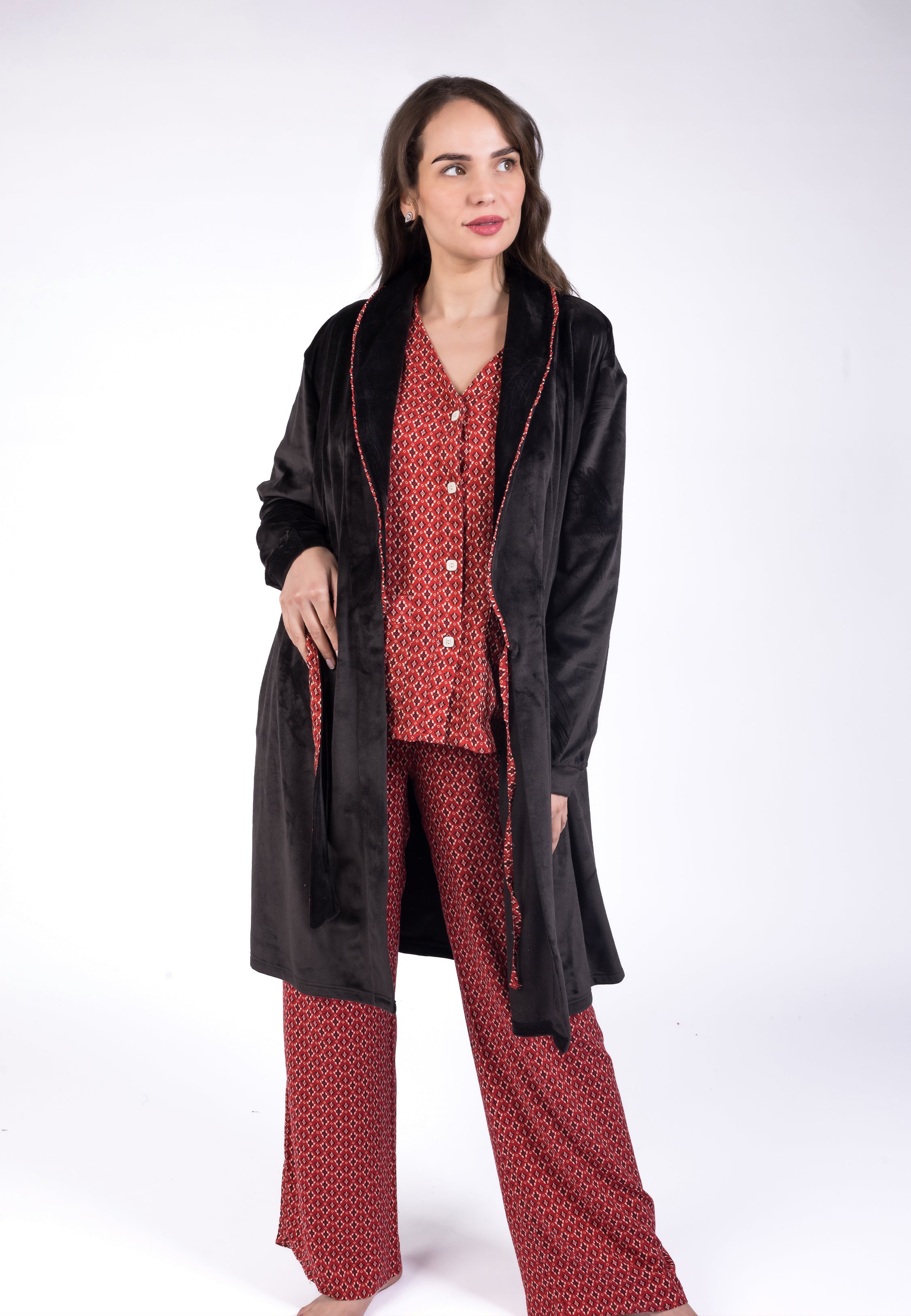 Peignoir croisé à finitions ethniques | Collection Ethnic