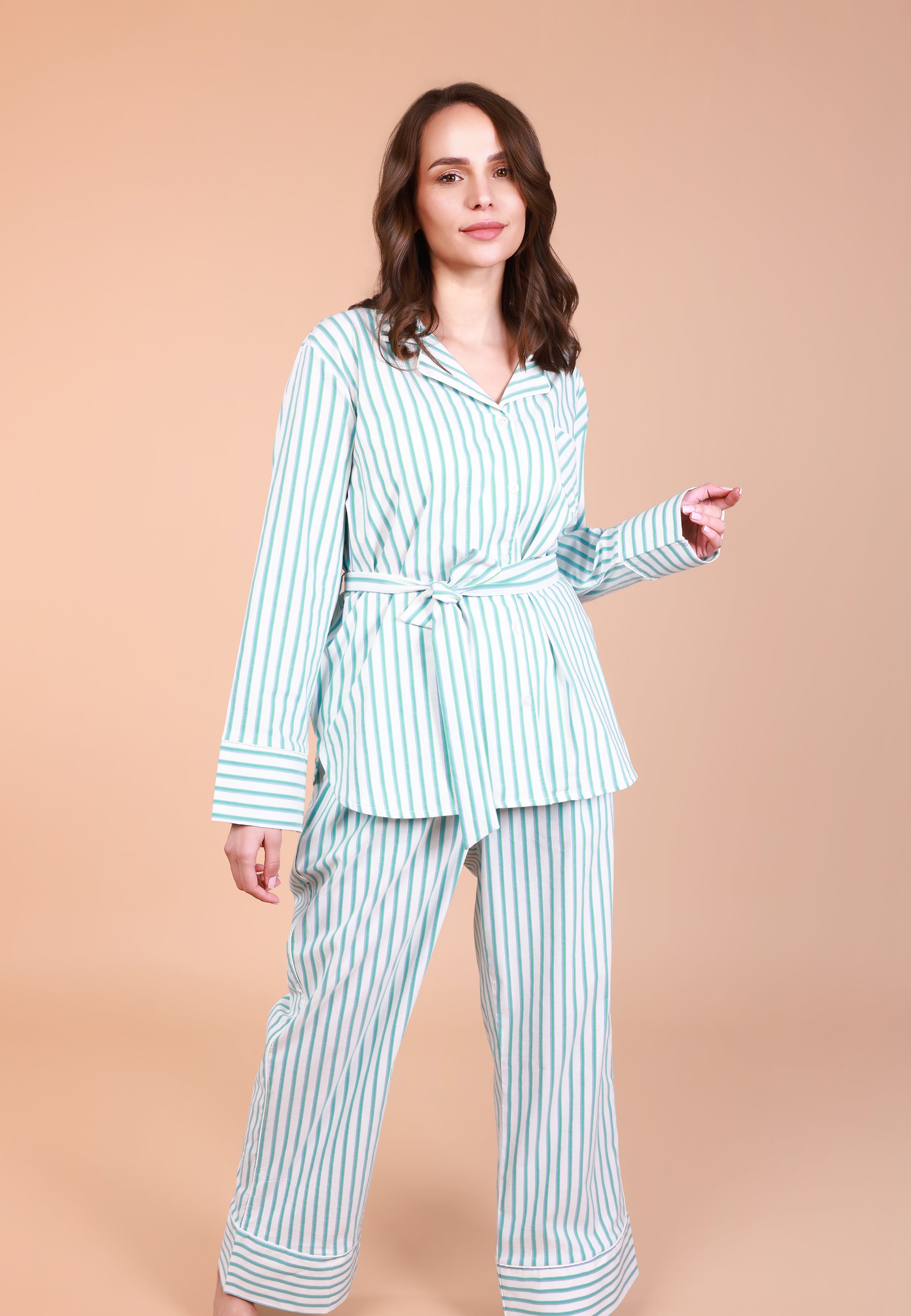 Ensemble Pyjama Rayé Vert & Blanc