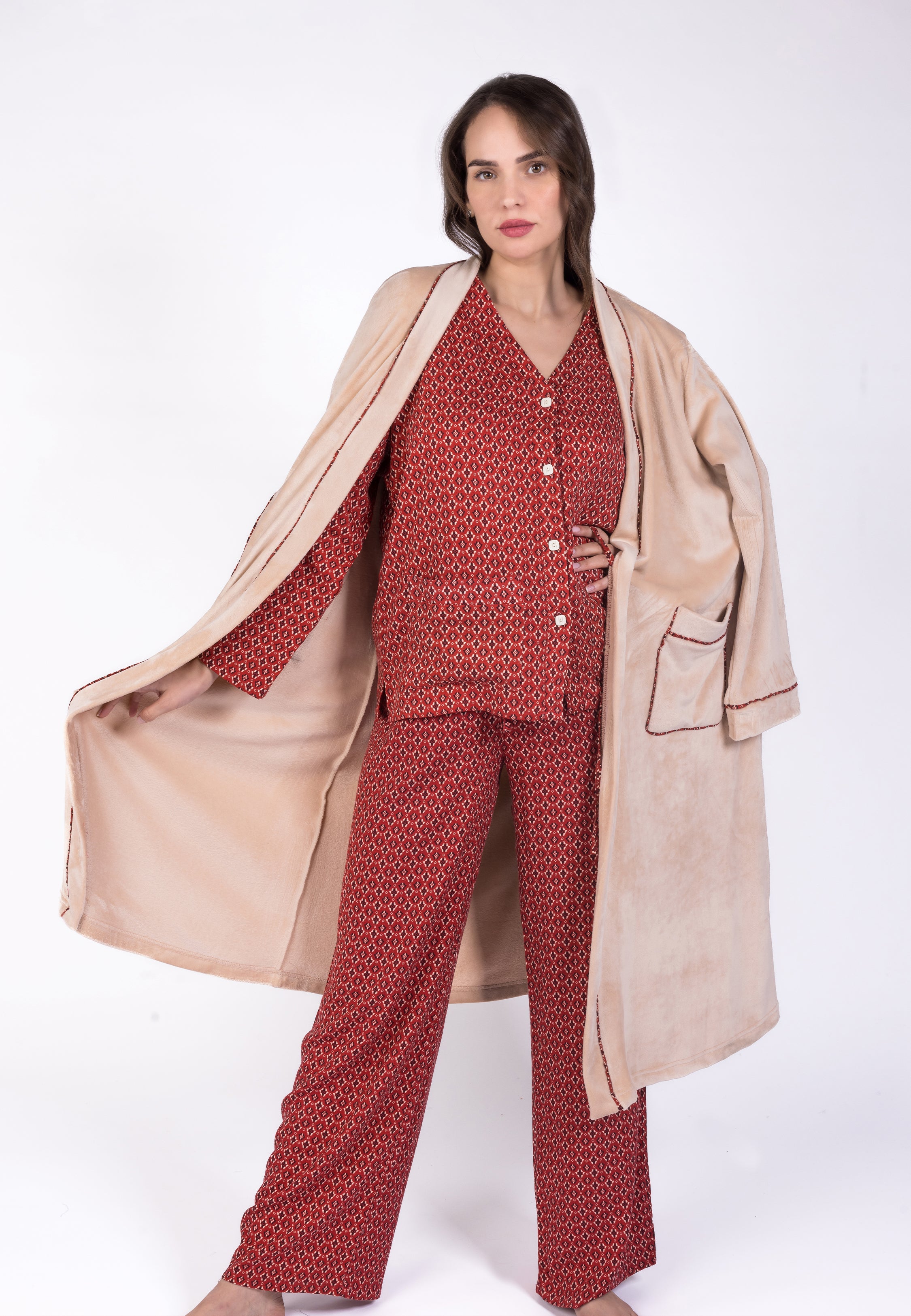 Peignoir croisé à finitions ethniques | Collection Ethnic