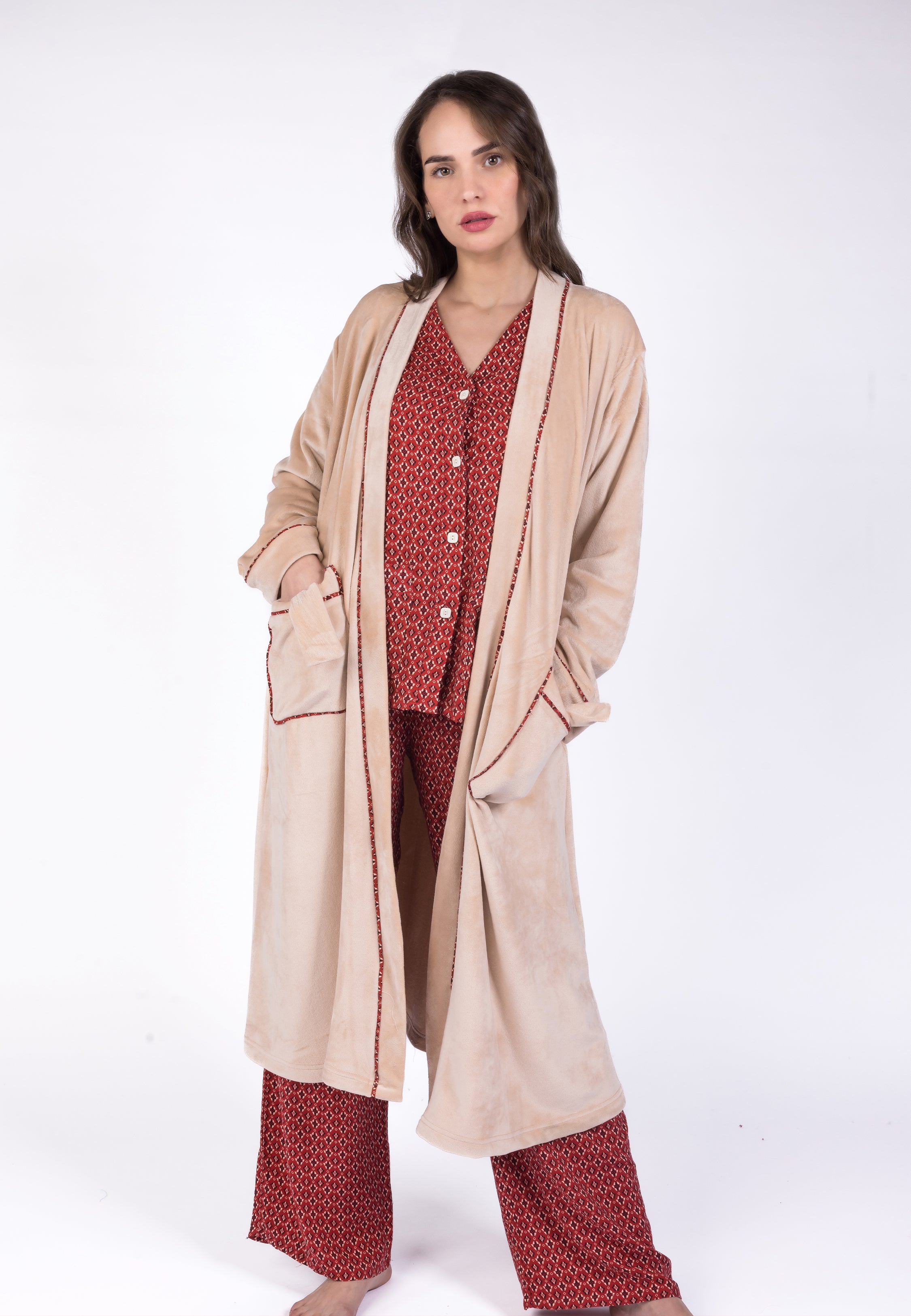 Peignoir croisé à finitions ethniques | Collection Ethnic