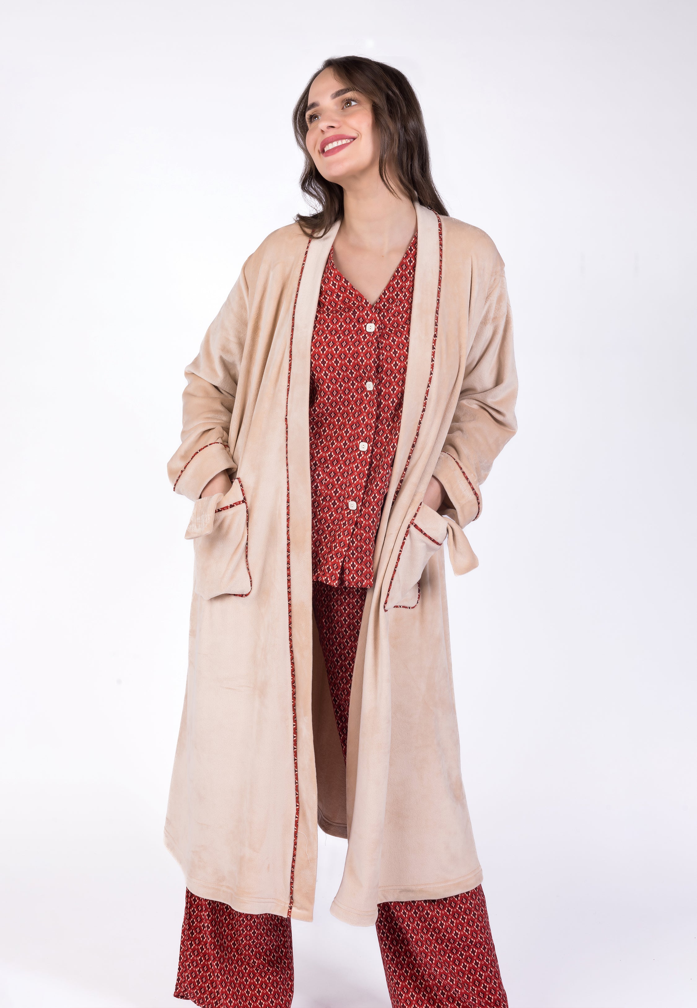 Peignoir croisé à finitions ethniques | Collection Ethnic