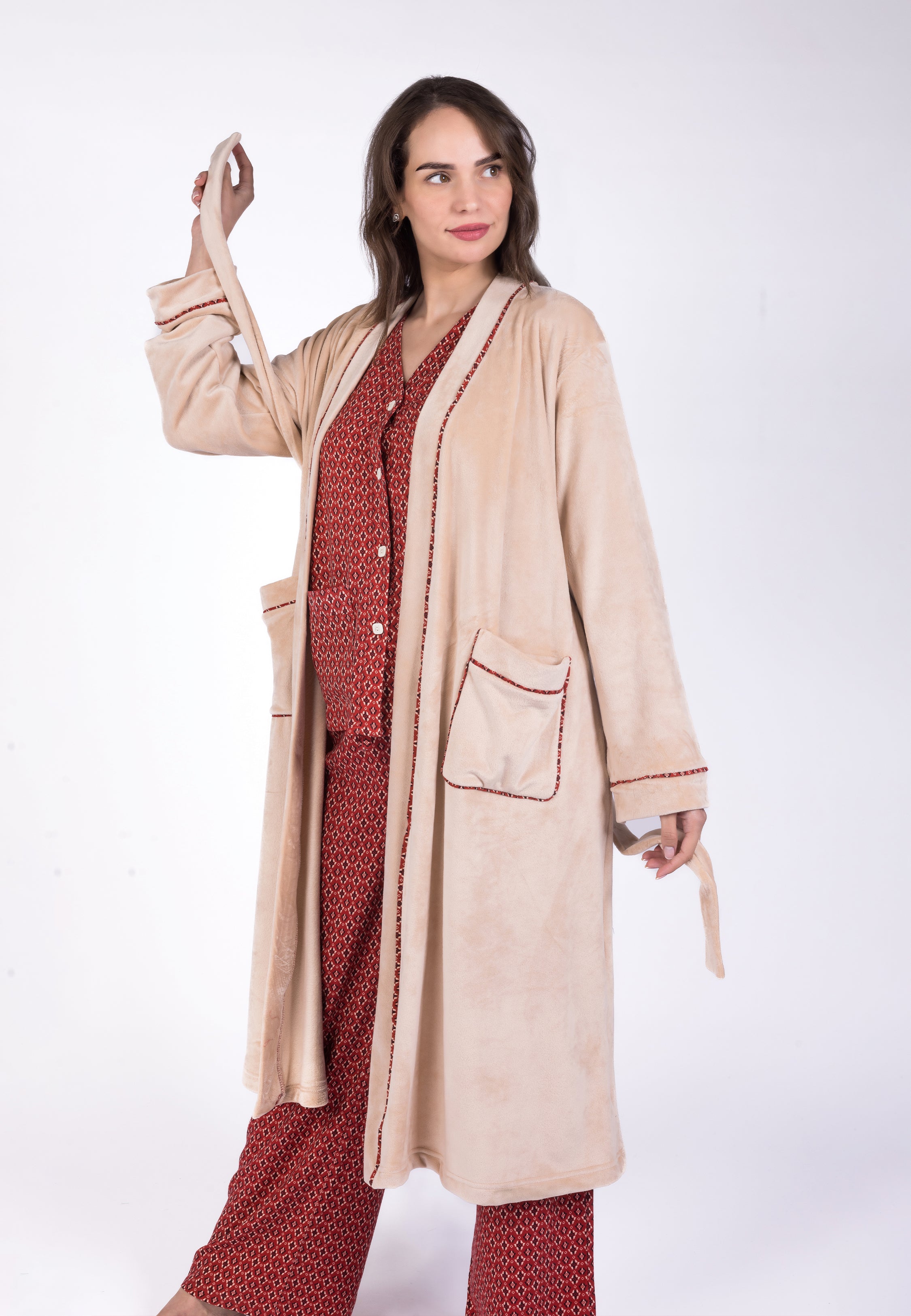 Peignoir croisé à finitions ethniques | Collection Ethnic