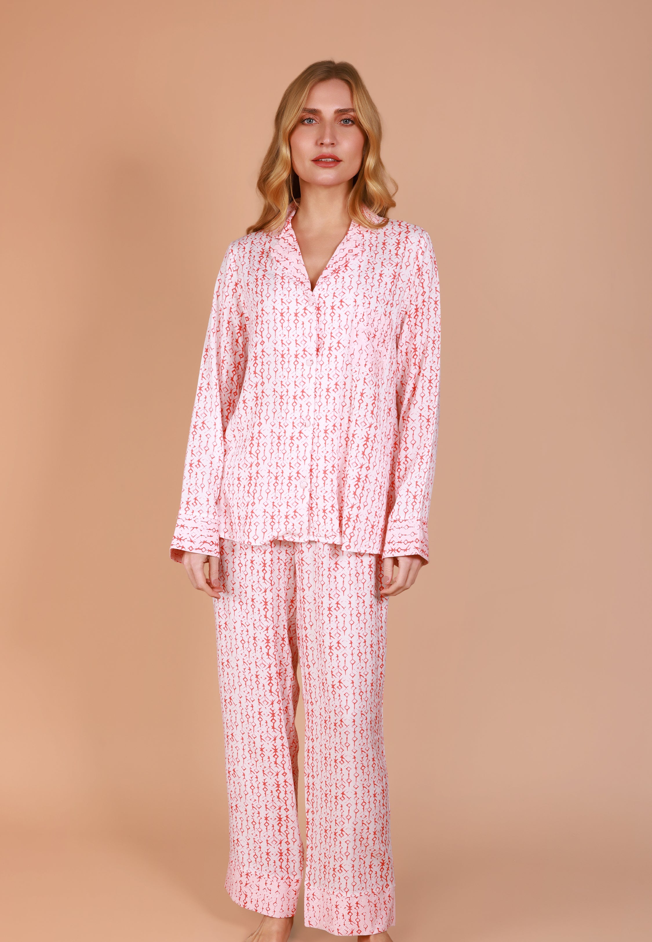 Ensemble pyjama classique à imprimé rouge | Collection Ethnic