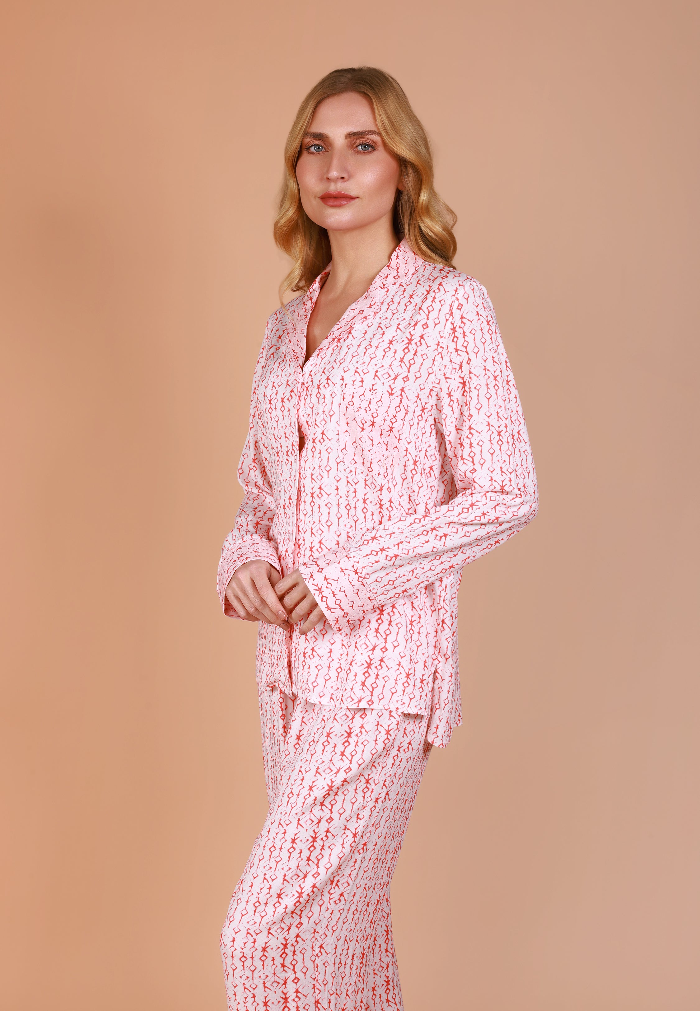 Ensemble pyjama classique à imprimé rouge | Collection Ethnic