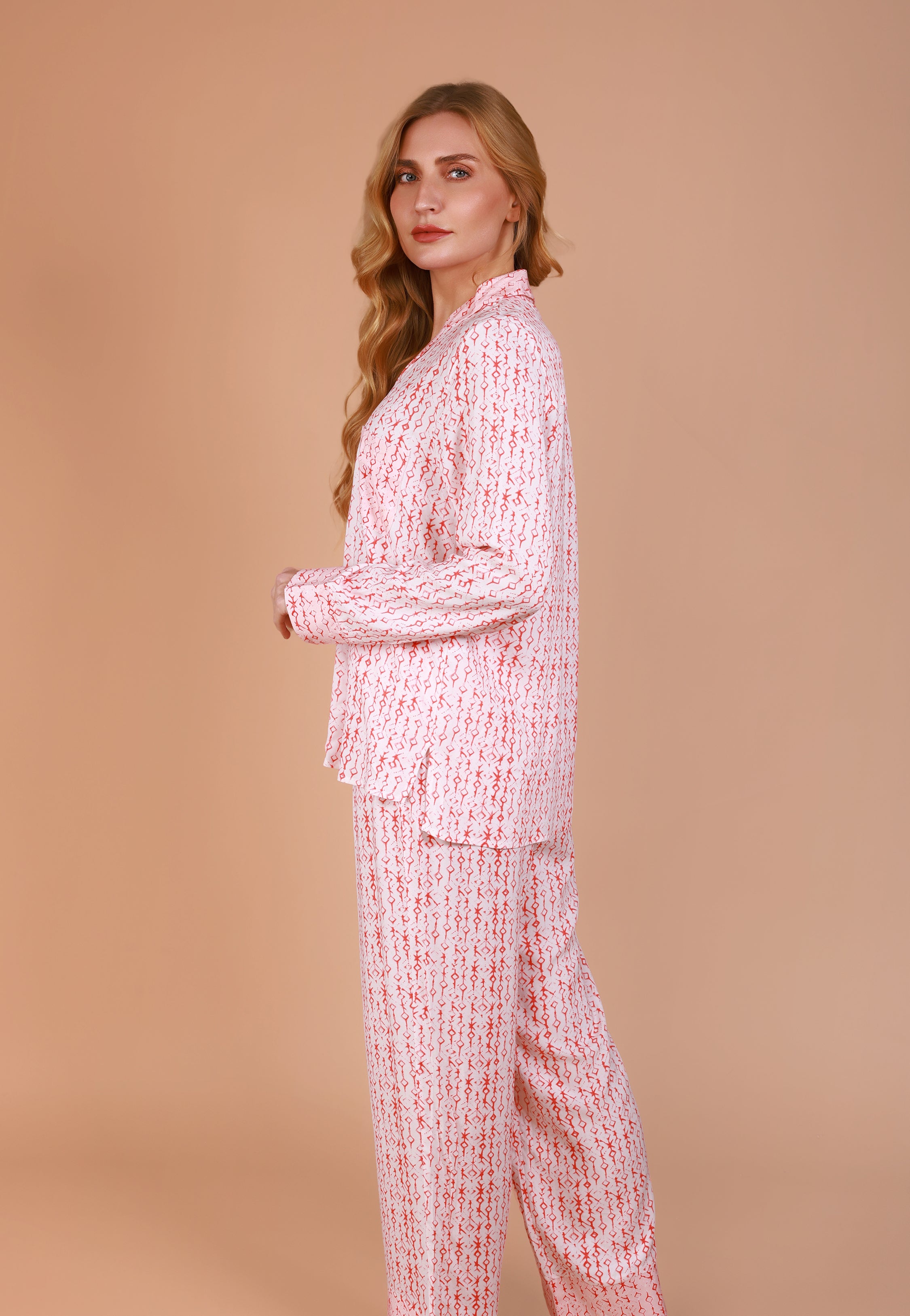 Ensemble pyjama classique à imprimé rouge | Collection Ethnic