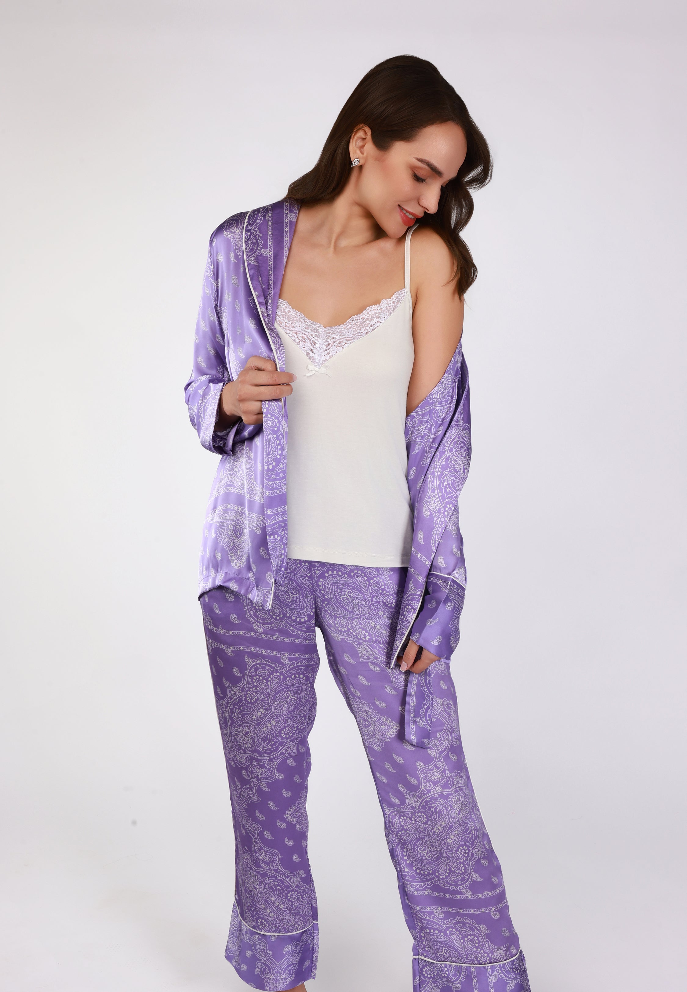 Pyjama Kimono Ceinturé | Collection Bandana Purple