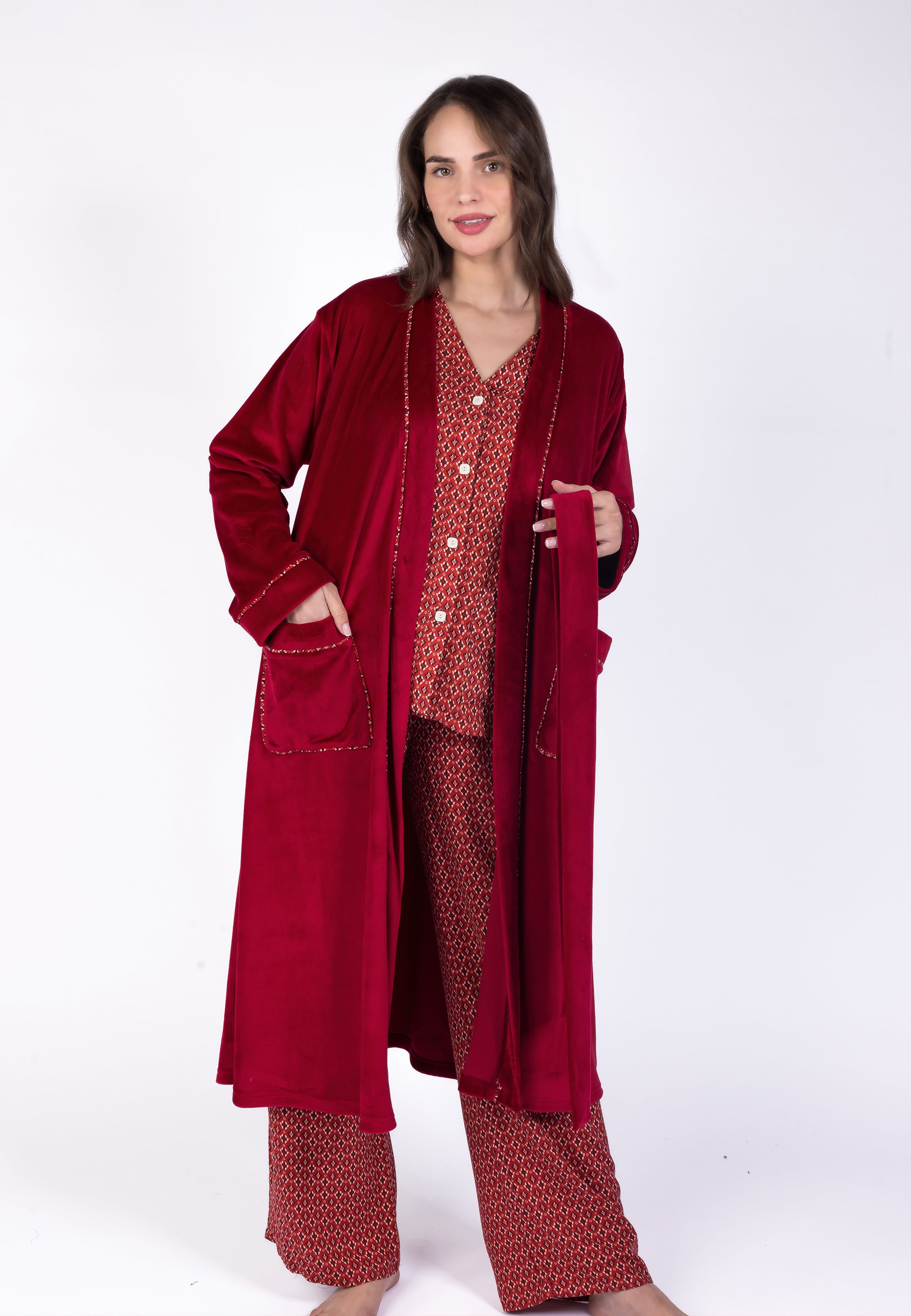 Peignoir croisé à finitions ethniques | Collection Ethnic