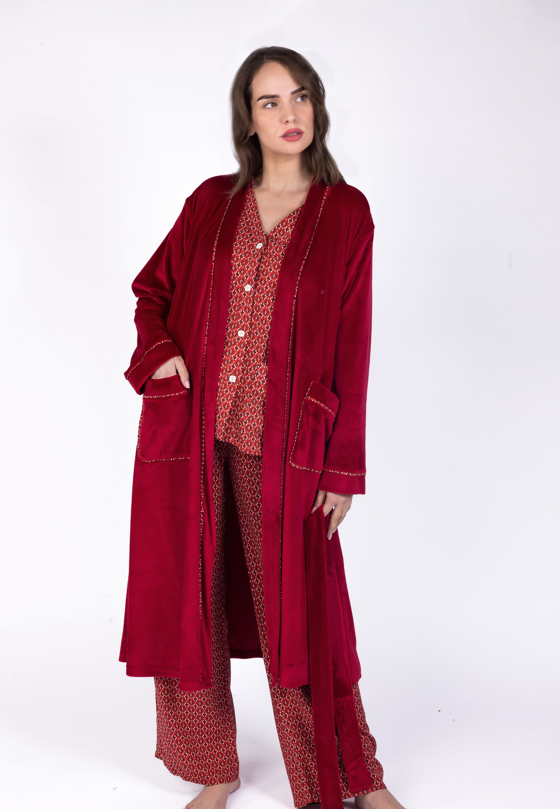 Peignoir croisé à finitions ethniques | Collection Ethnic