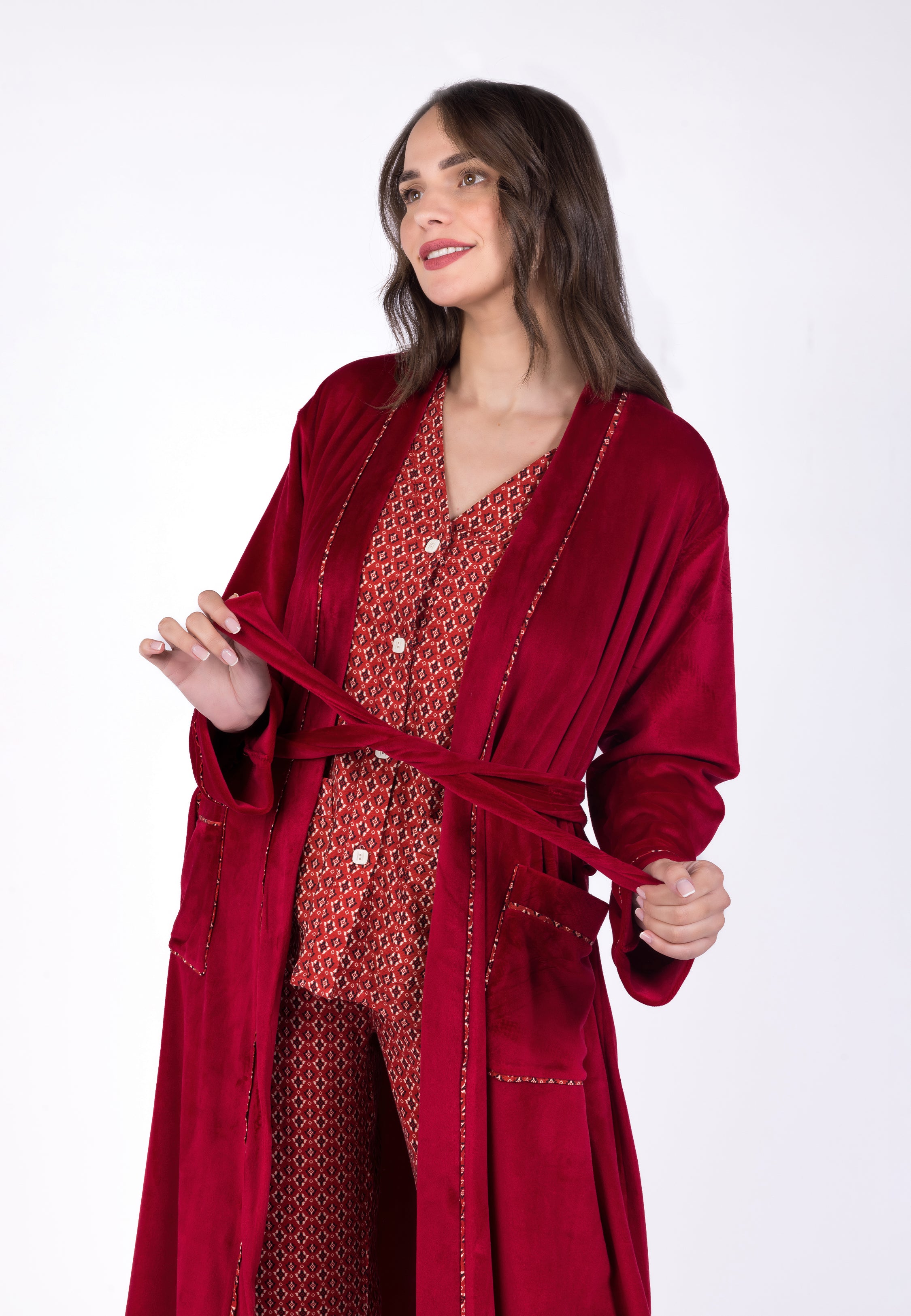 Peignoir croisé à finitions ethniques | Collection Ethnic