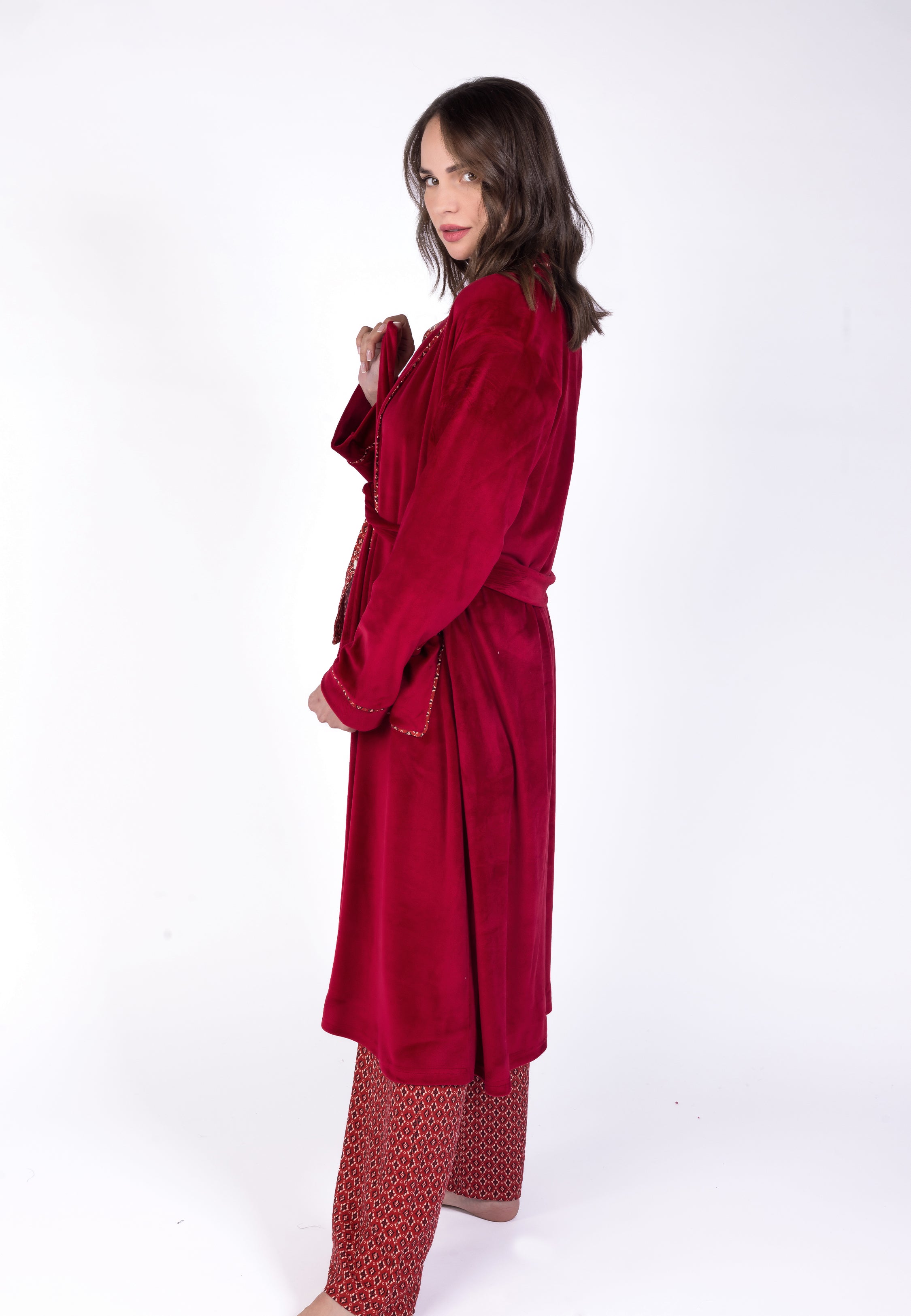 Peignoir croisé à finitions ethniques | Collection Ethnic