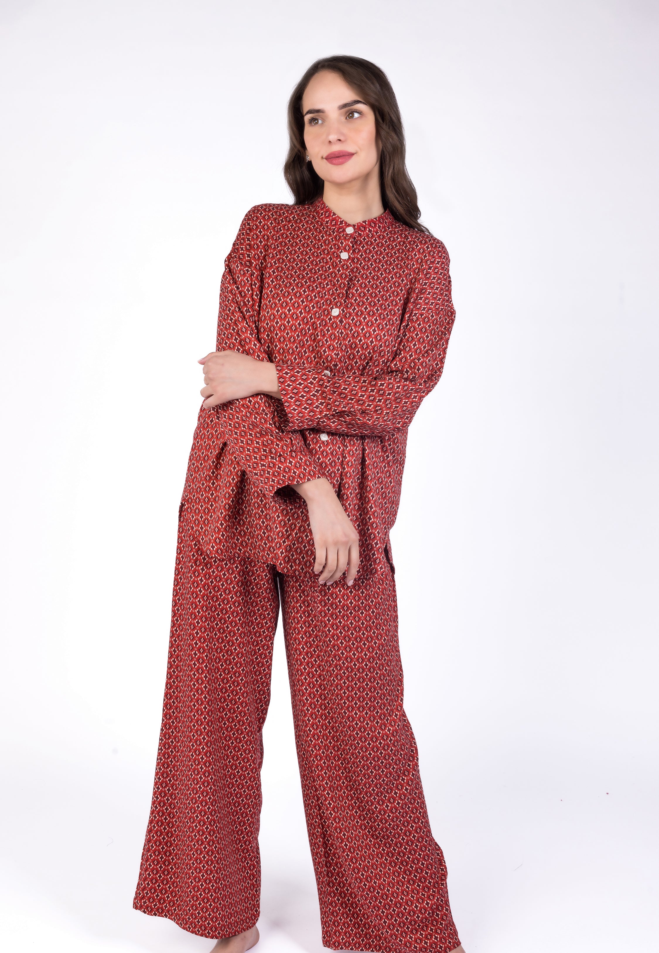 Pyjama Moderne à Col Rond et Boutons | Collection Ethnic