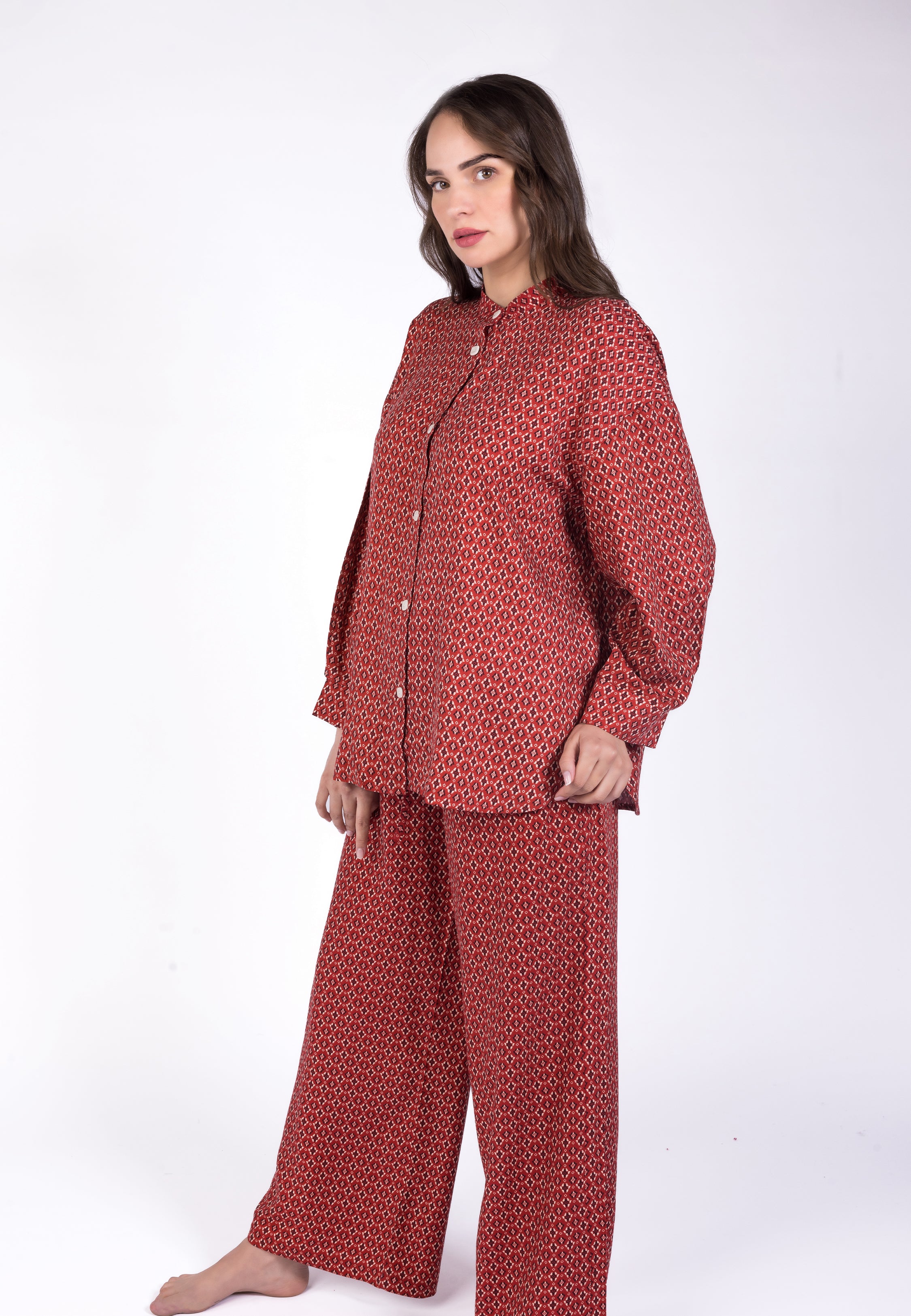 Pyjama Moderne à Col Rond et Boutons | Collection Ethnic