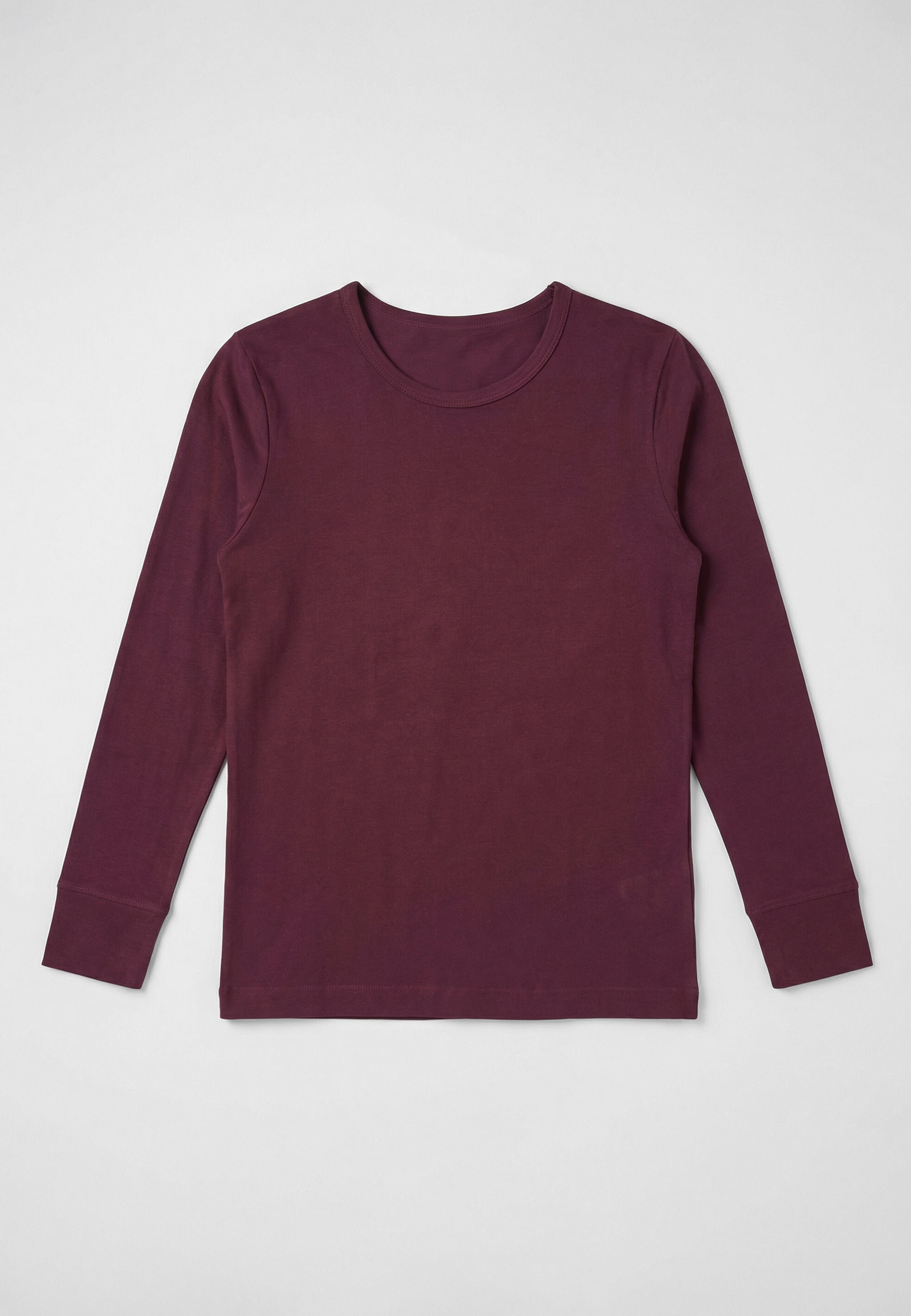 Sous-vêtement homme manches longues bordeaux col rond