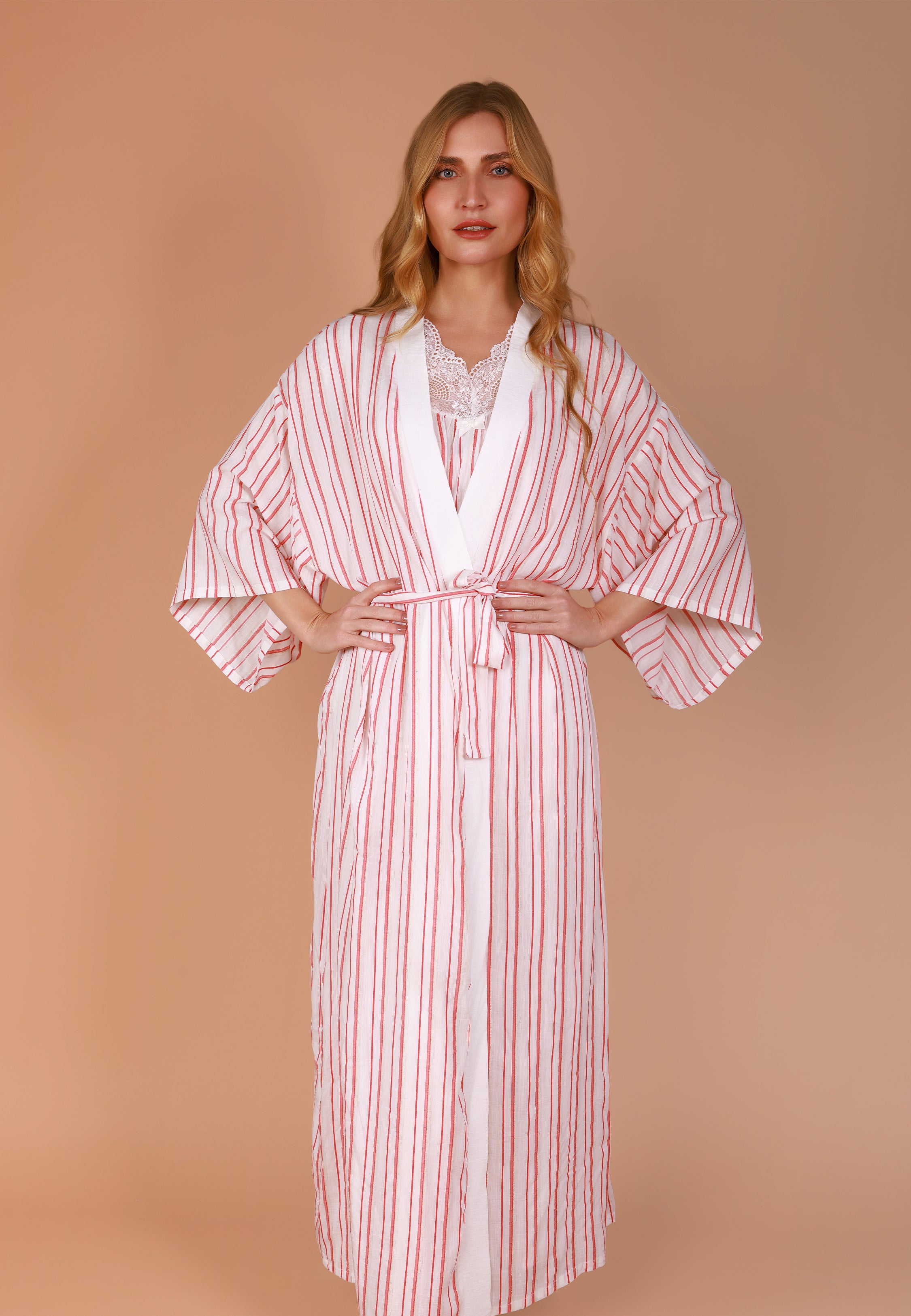 Peignoir long à rayures | Collection Ethnic
