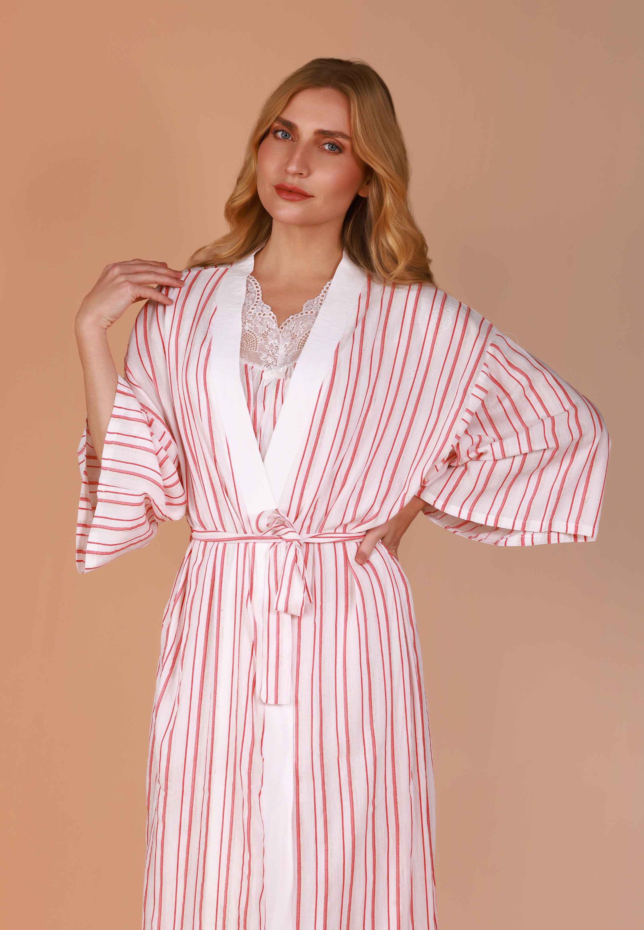 Peignoir long à rayures | Collection Ethnic