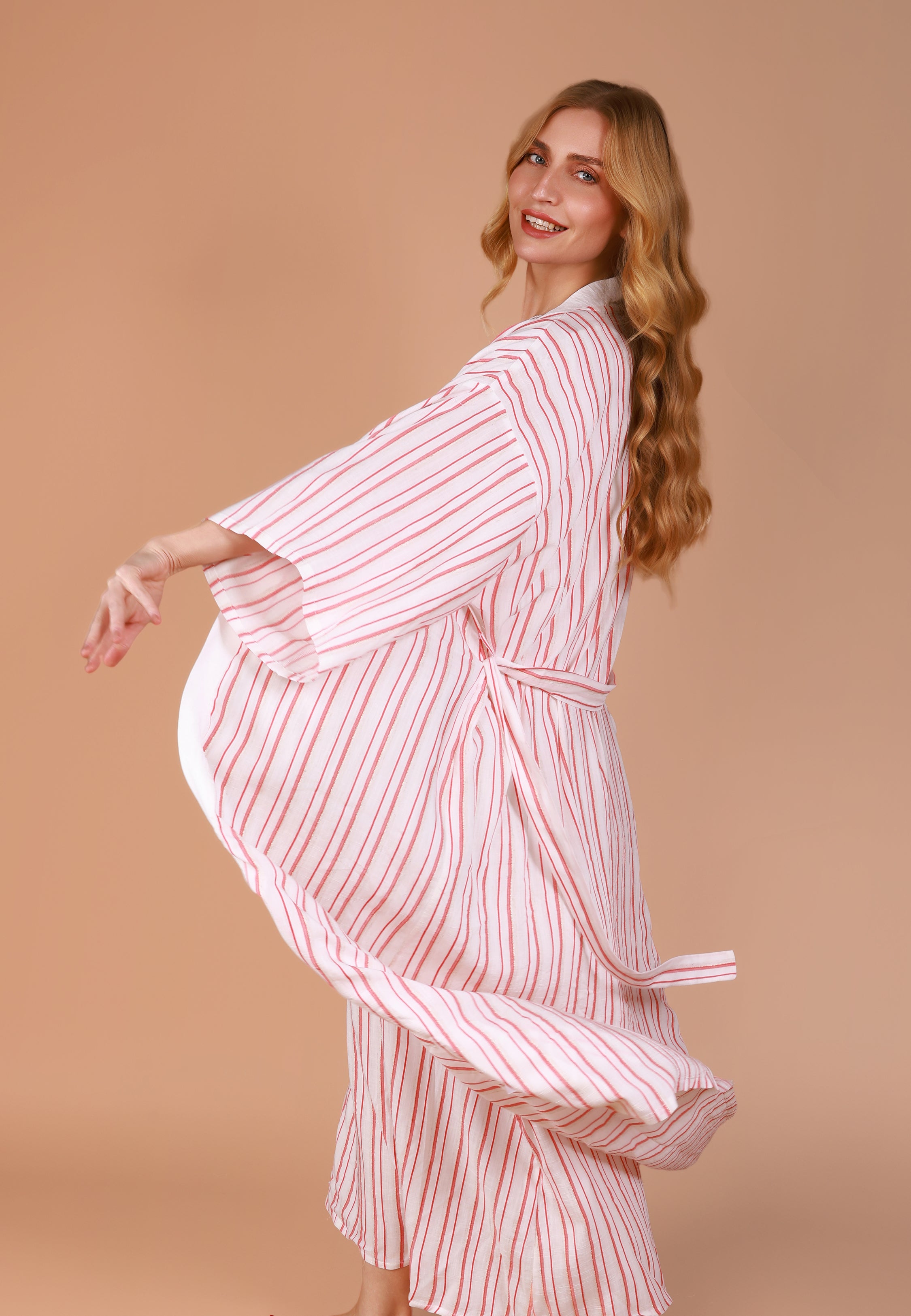 Peignoir long à rayures | Collection Ethnic
