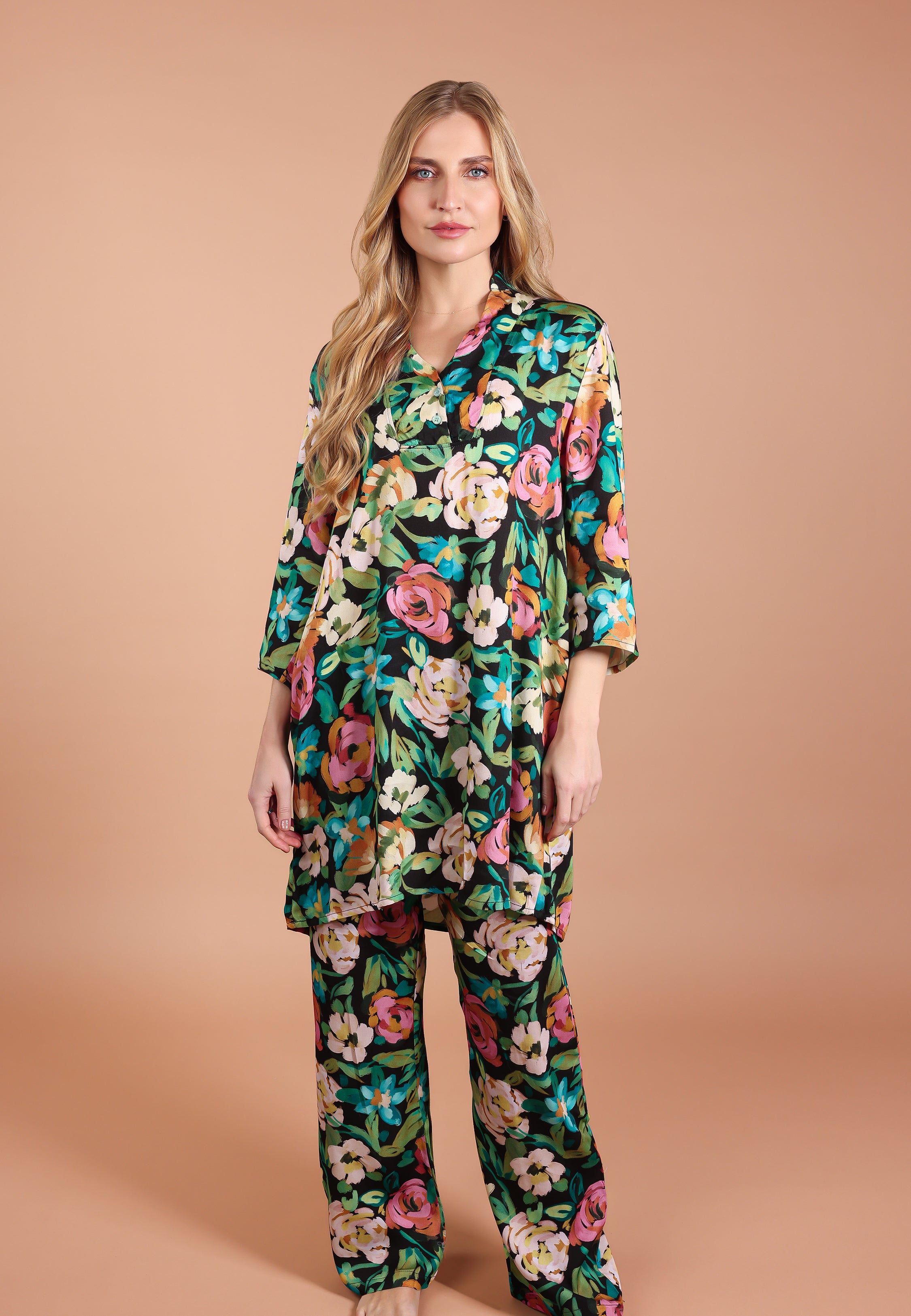 Ensemble pyjama long | Collection INDIAN ETHNIC FLOWERS