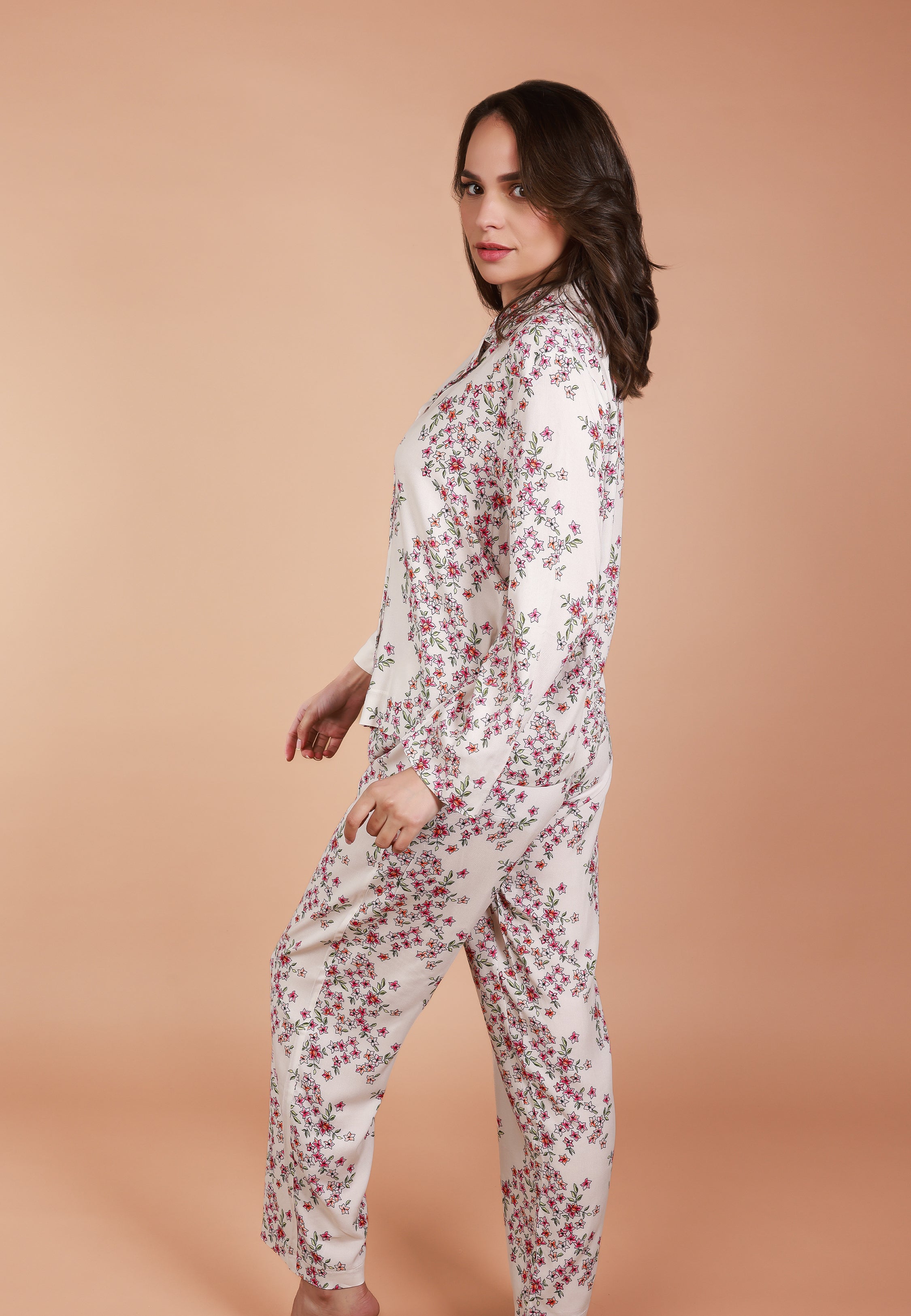 Pyjama Fleuri Crème & Rose | Collection JARDIN FLORAL