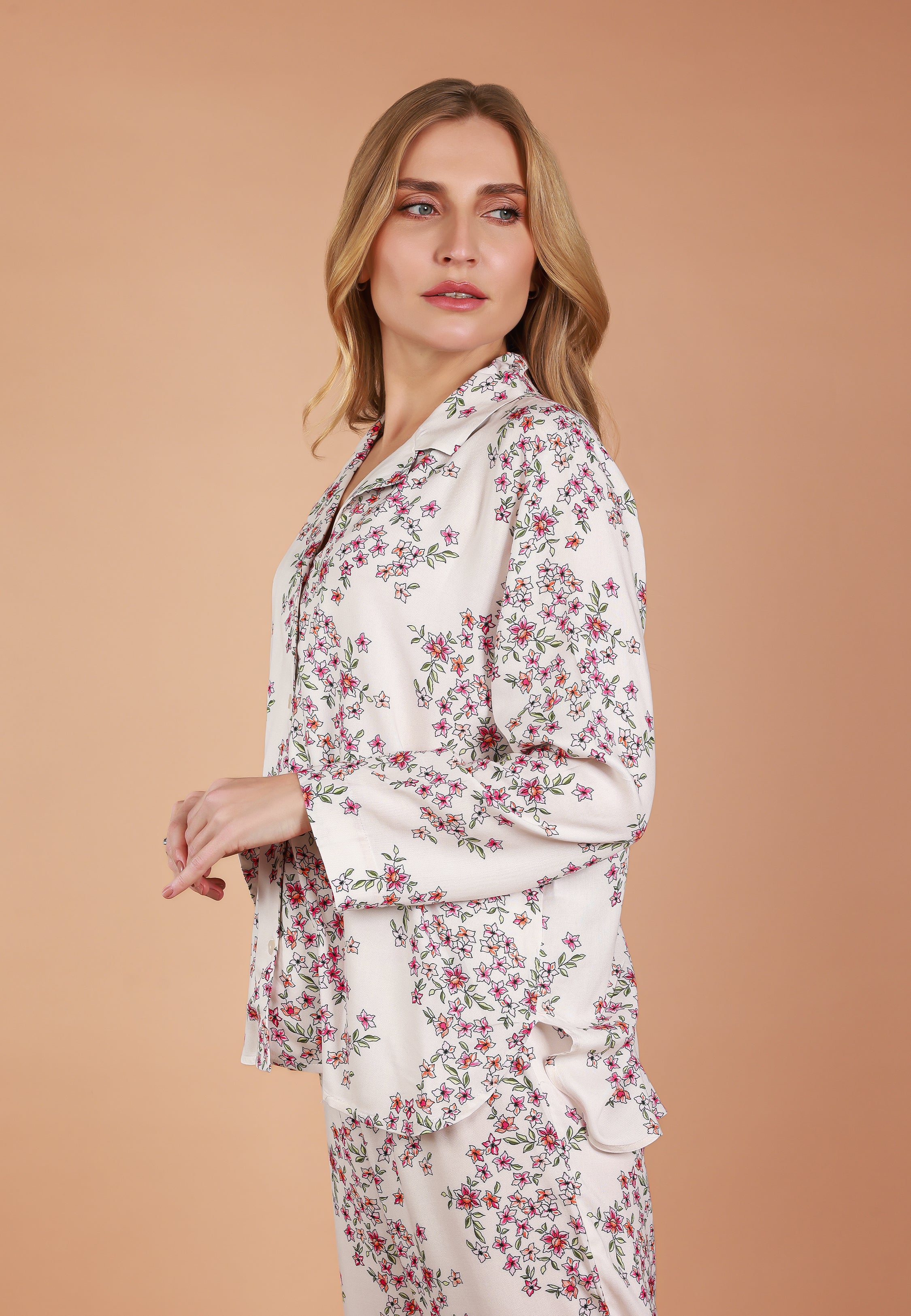 Pyjama Fleuri Crème & Rose | Collection JARDIN FLORAL