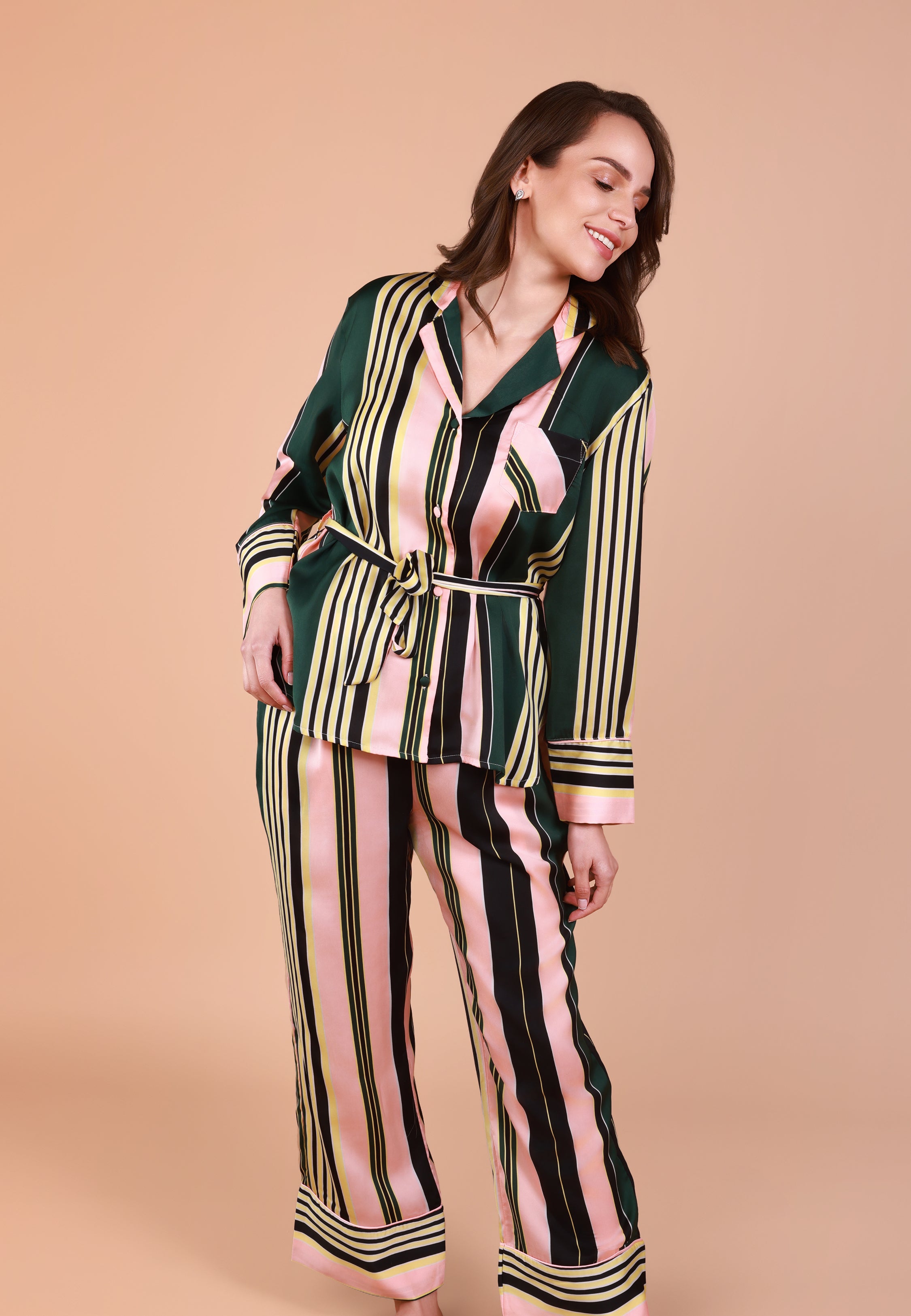 Pyjama Satin Rayé | Collection GÉOMÉTRIQUE