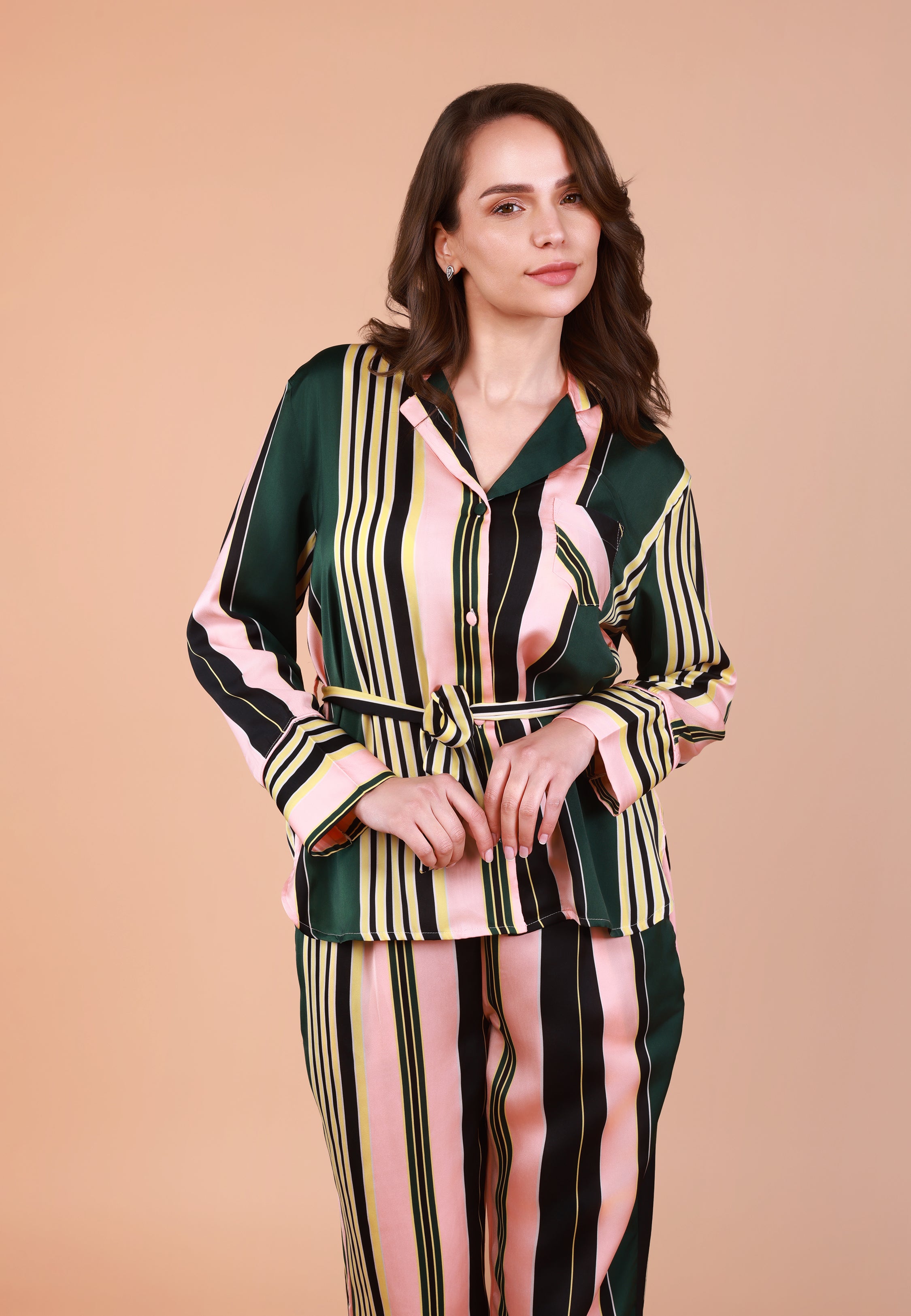 Pyjama Satin Rayé | Collection GÉOMÉTRIQUE